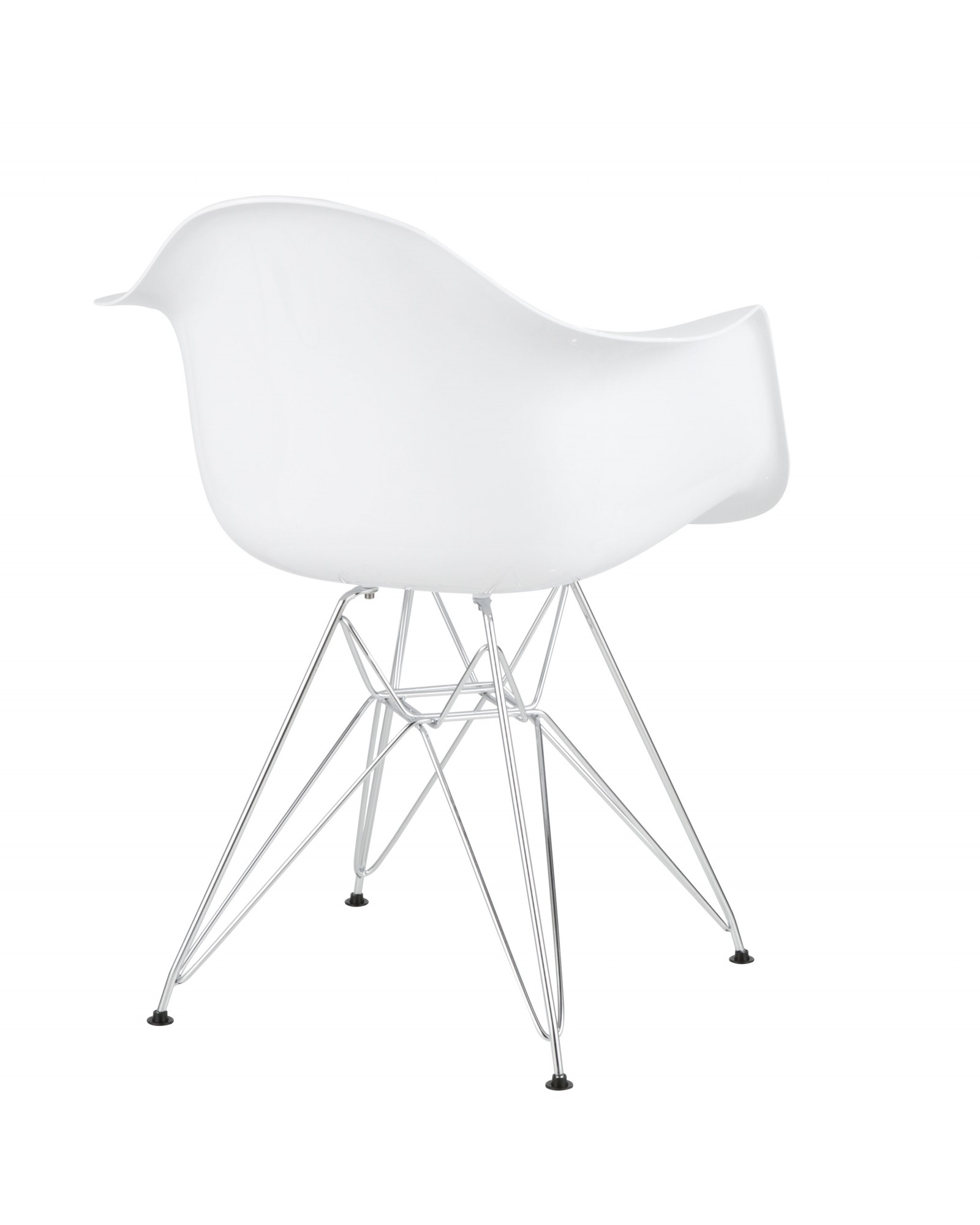 Neo Flair Contemporary Dining/Accent Chair in White and Chrome