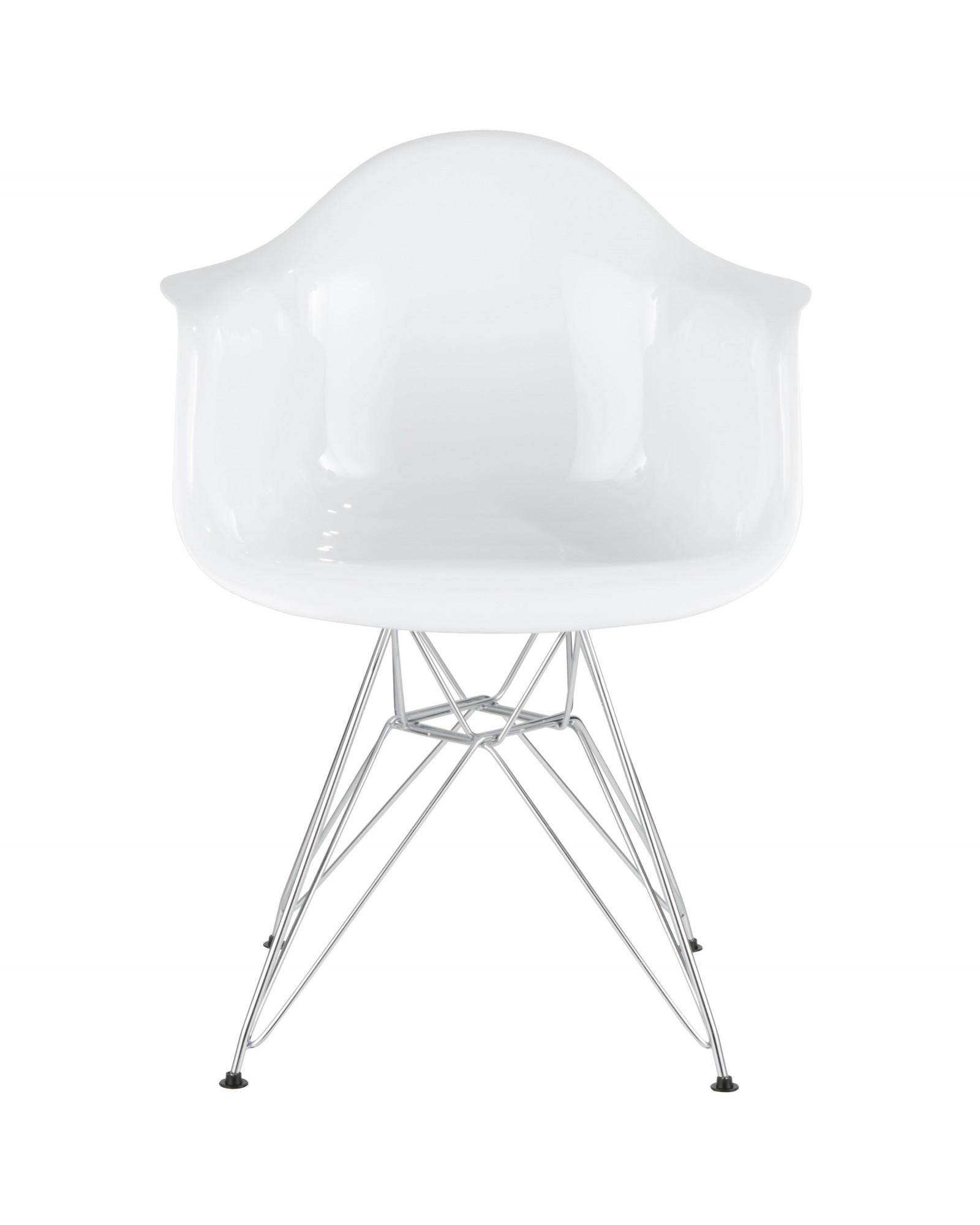 Neo Flair Contemporary Dining/Accent Chair in White and Chrome