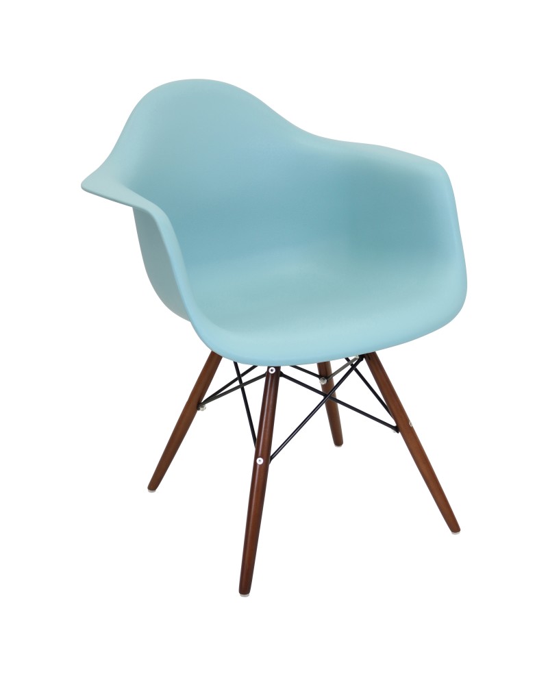 Neo Flair Mid-Century Modern Chair in Sea Green and Espresso - Set of 2