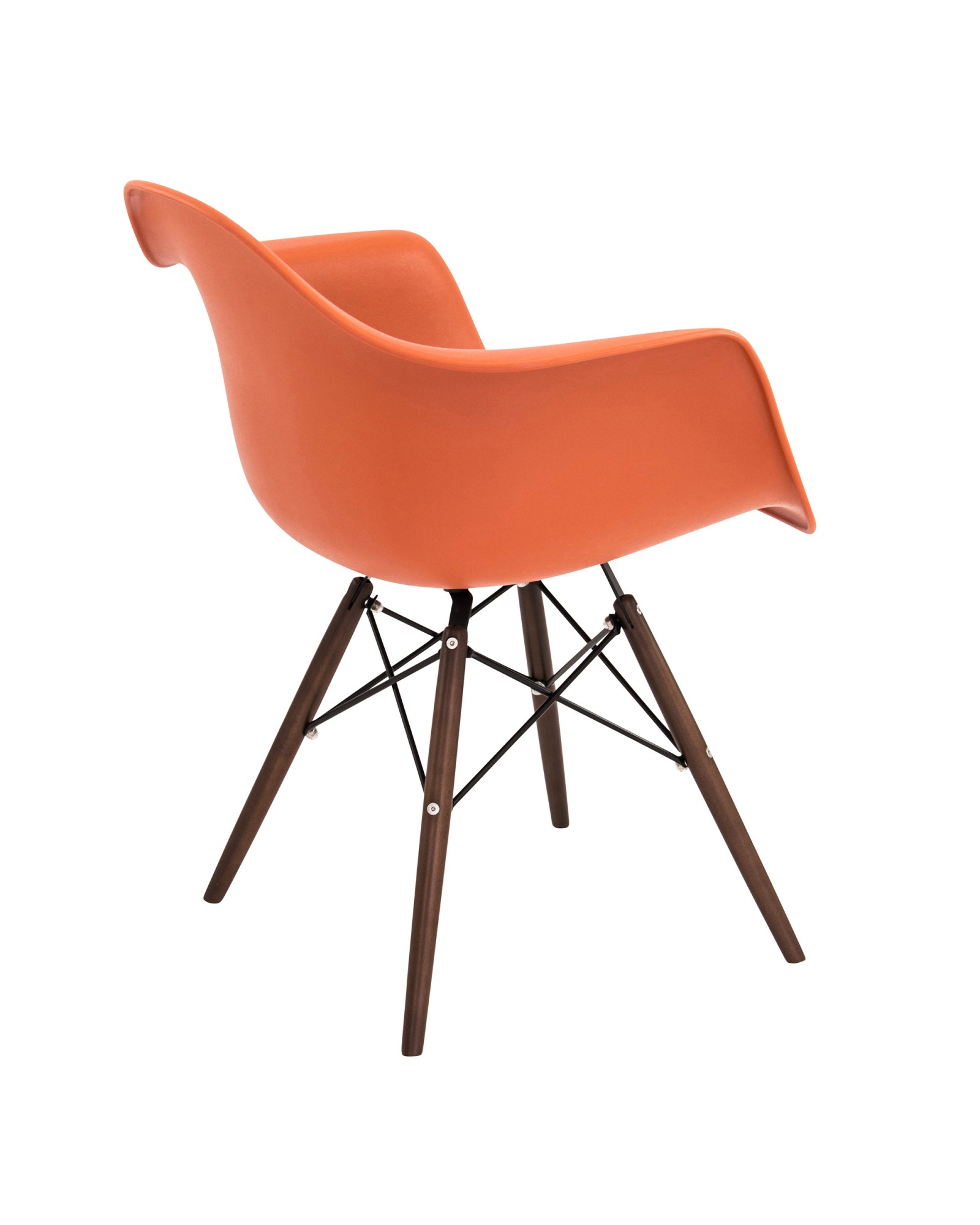 Neo Flair Mid-Century Modern Chair in Orange and Espresso - Set of 2