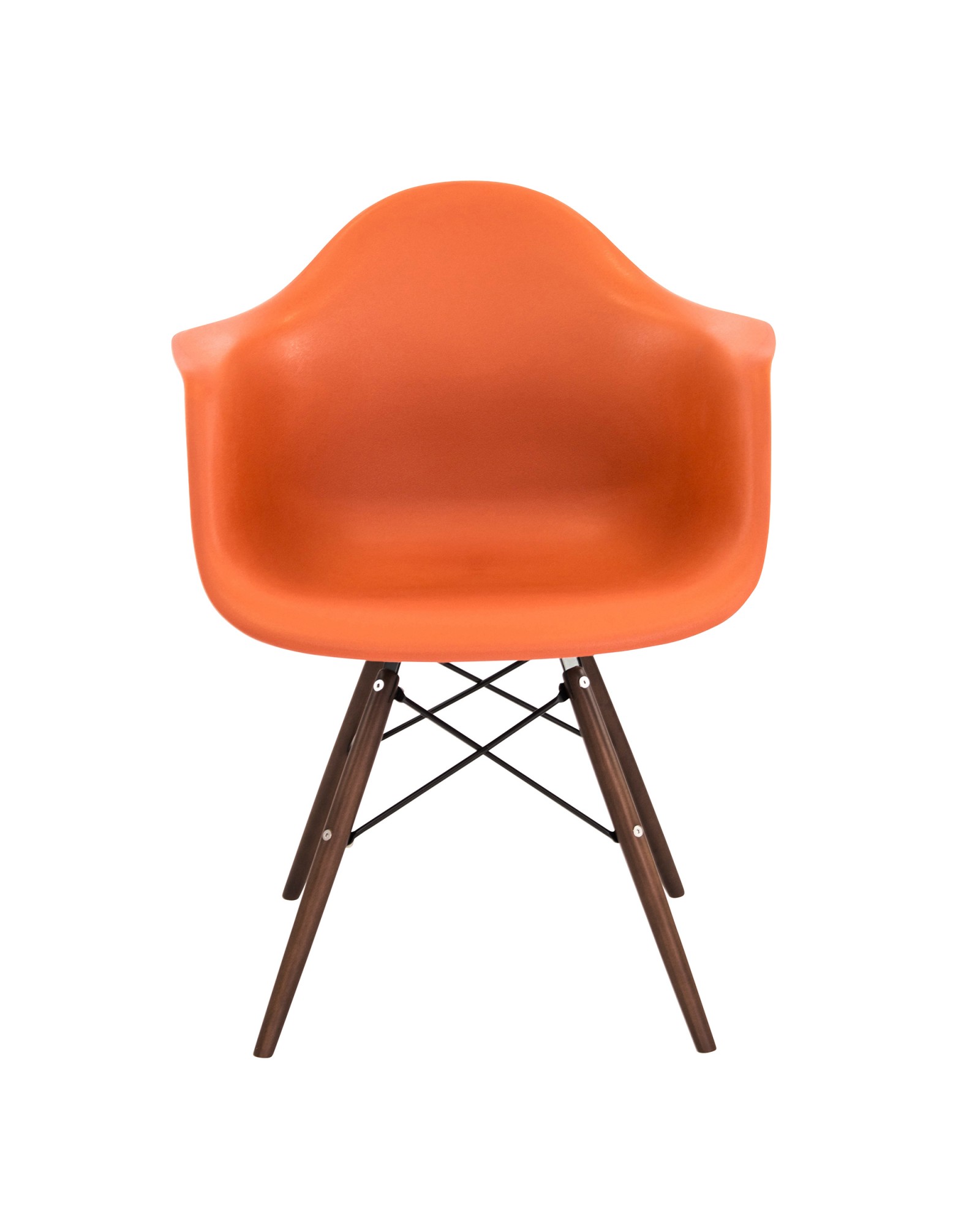 Neo Flair Mid-Century Modern Chair in Orange and Espresso - Set of 2