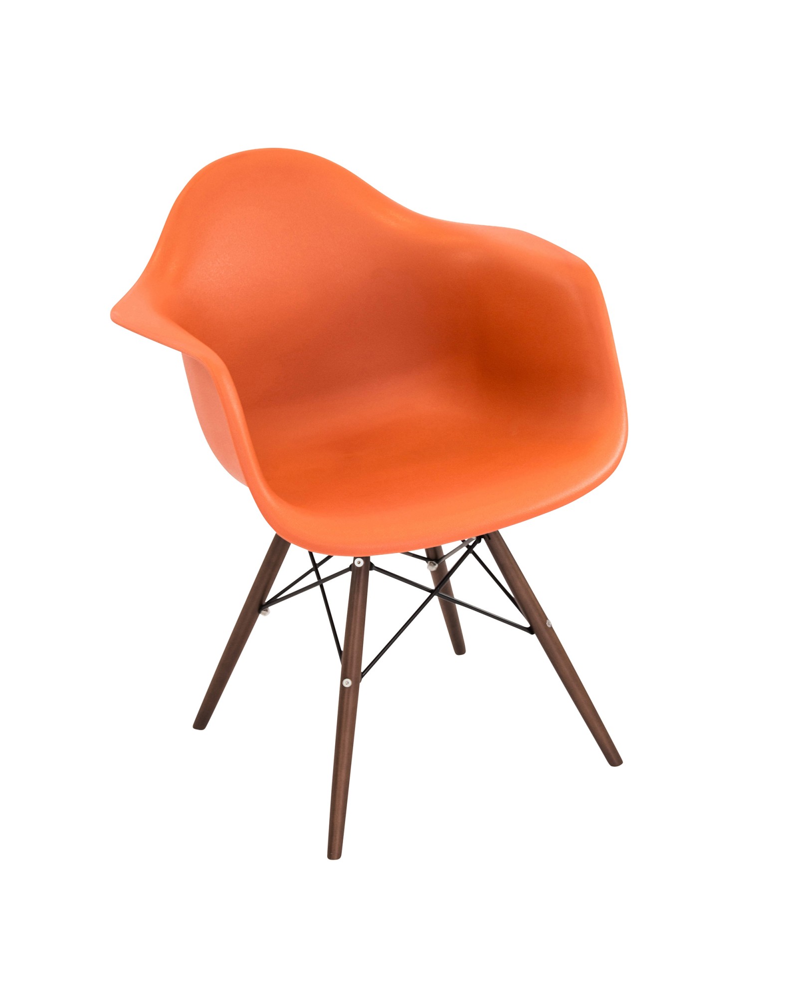 Neo Flair Mid-Century Modern Chair in Orange and Espresso - Set of 2