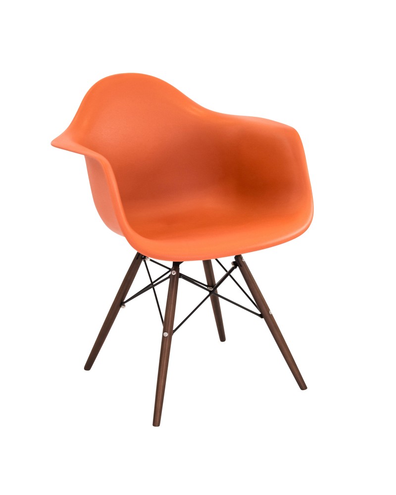 Neo Flair Mid-Century Modern Chair in Orange and Espresso - Set of 2