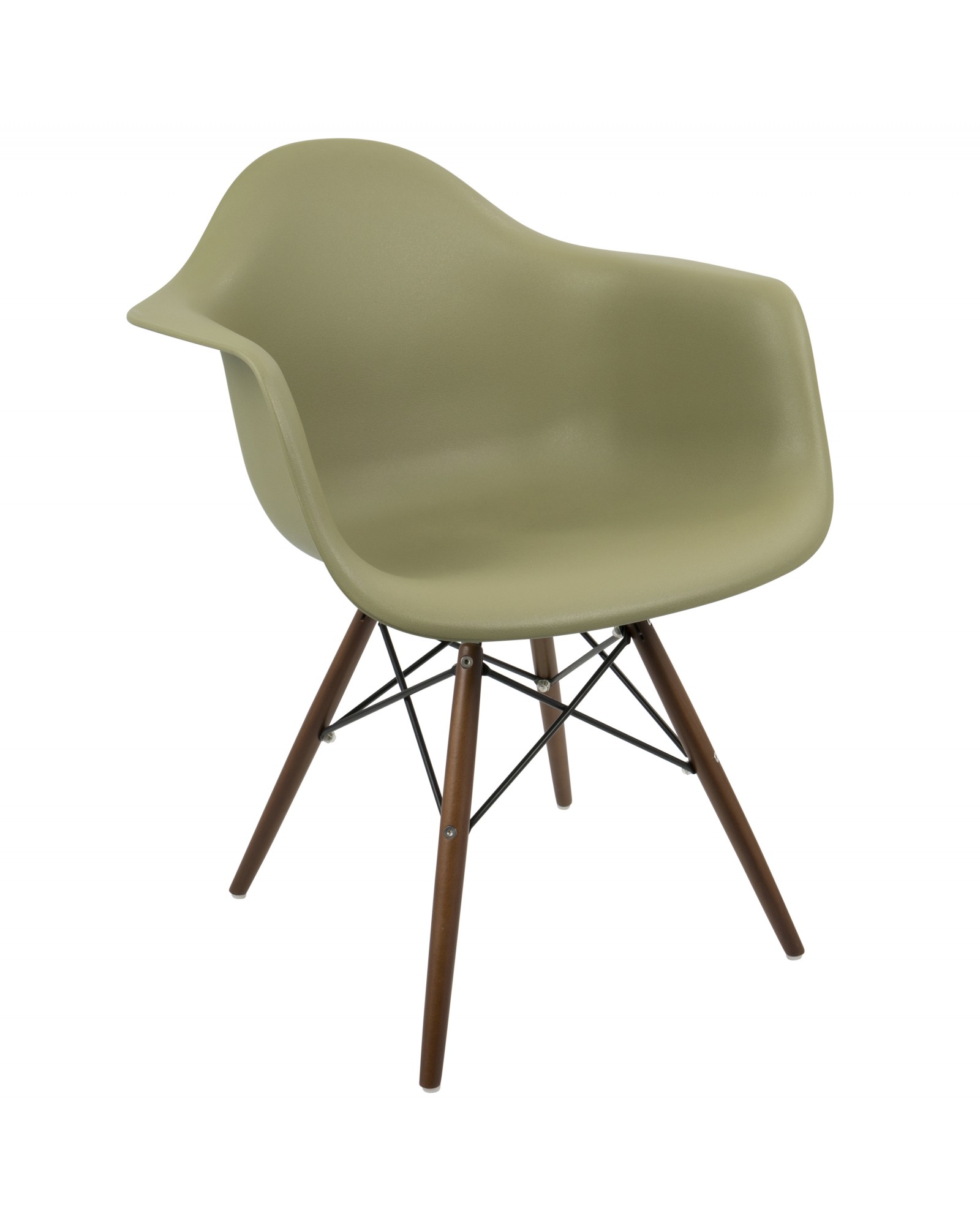Neo Flair Mid-Century Modern Chair in Olive and Espresso - Set of 2