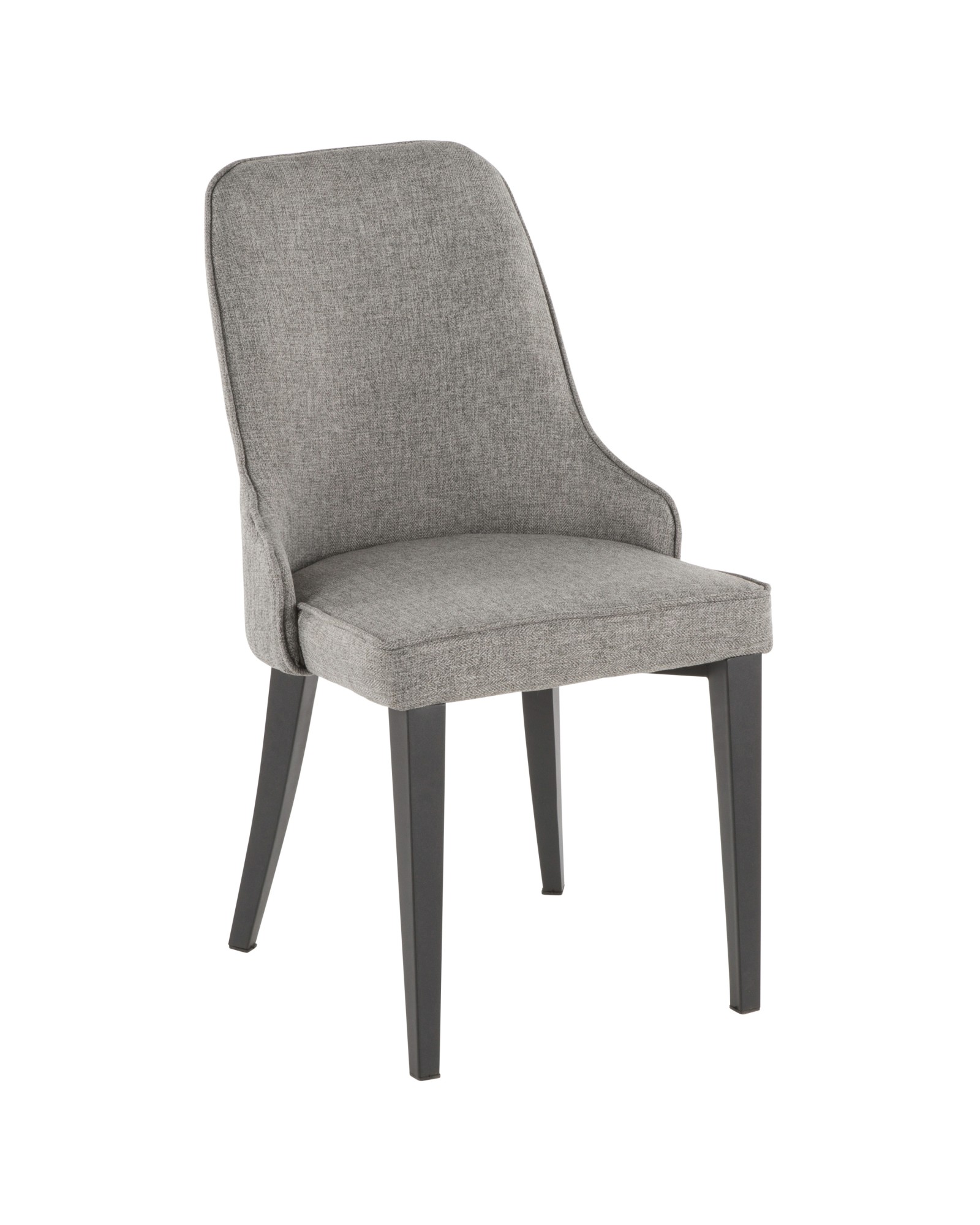 Nueva Contemporary Accent/Dining Chair in Black Metal and Grey Fabric - Set of 2