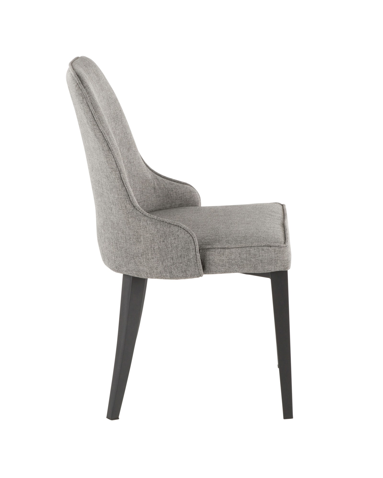 Nueva Contemporary Accent/Dining Chair in Black Metal and Grey Fabric - Set of 2