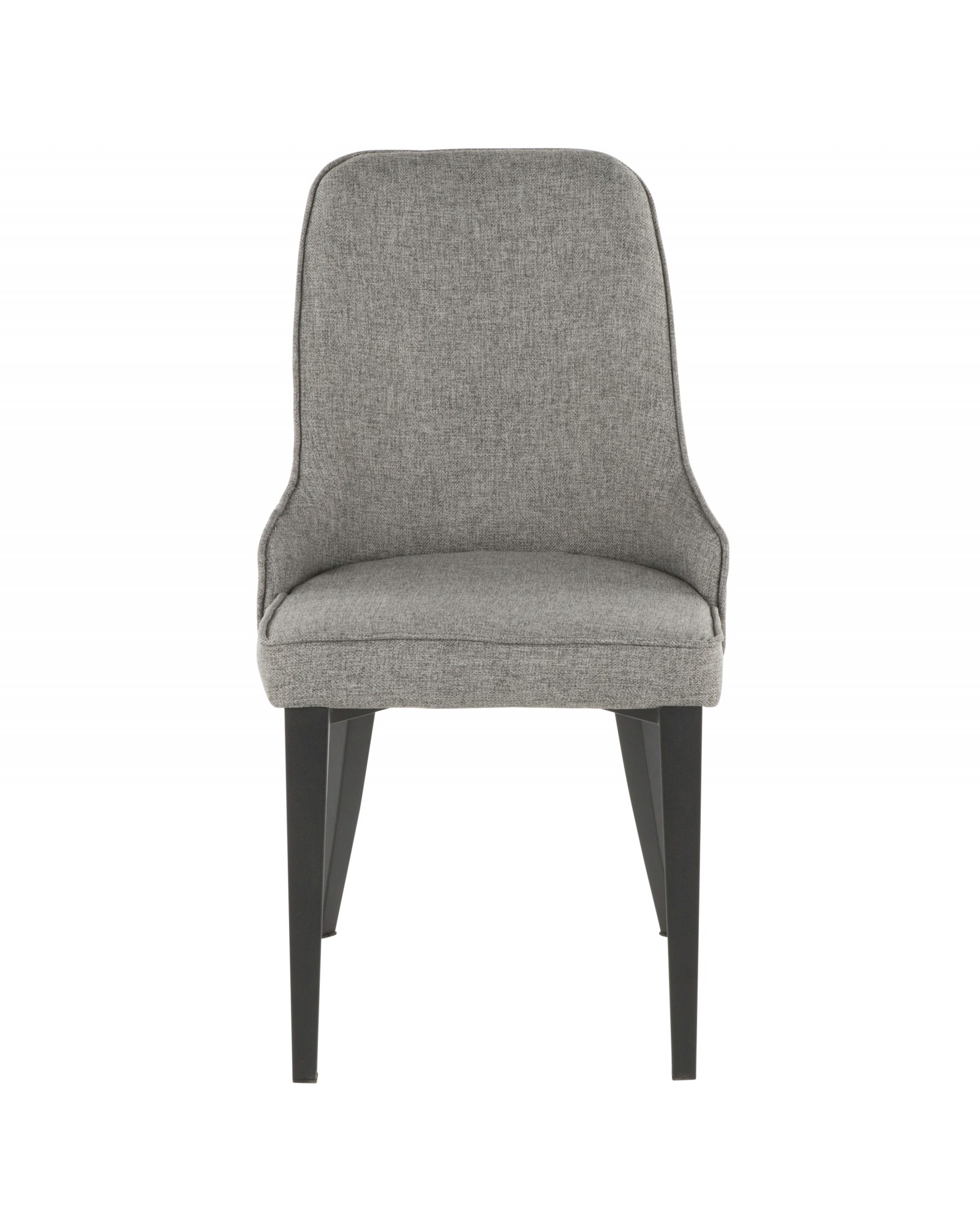 Nueva Contemporary Accent/Dining Chair in Black Metal and Grey Fabric - Set of 2