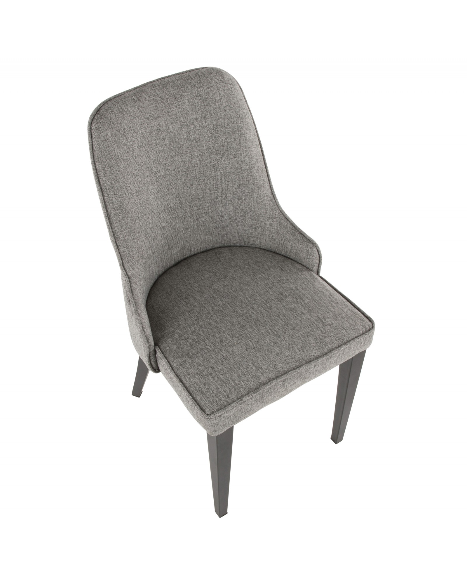 Nueva Contemporary Accent/Dining Chair in Black Metal and Grey Fabric - Set of 2