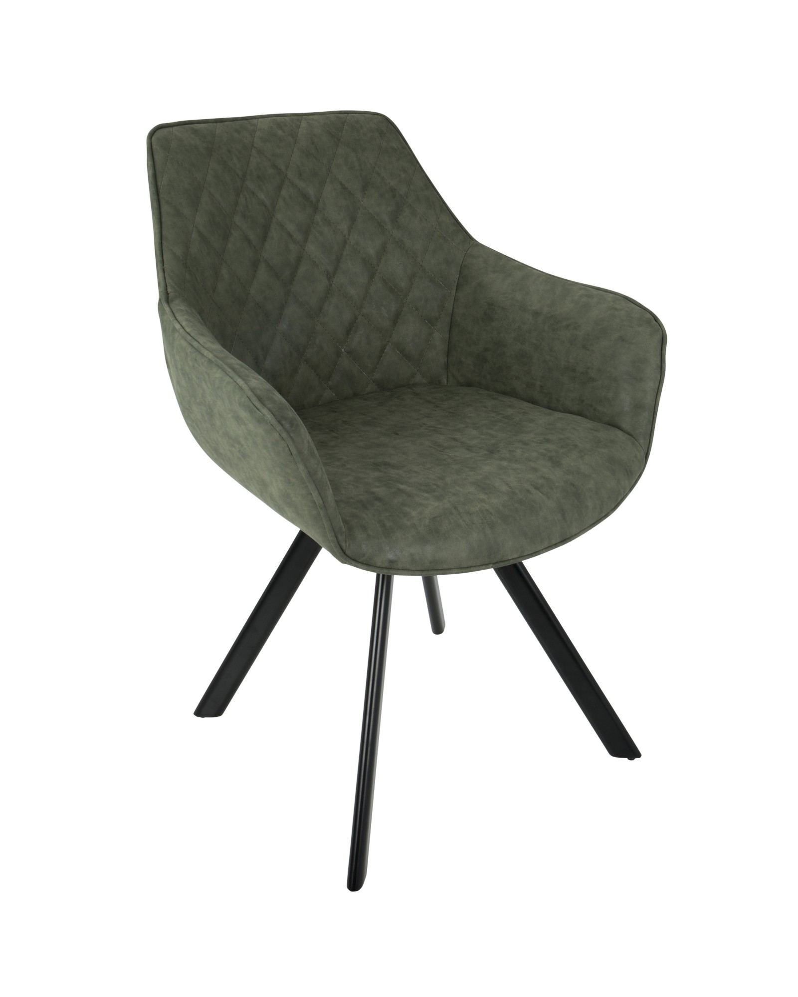 Outlaw Industrial Dining/Accent Chair in Green Faux Leather - Set of 2