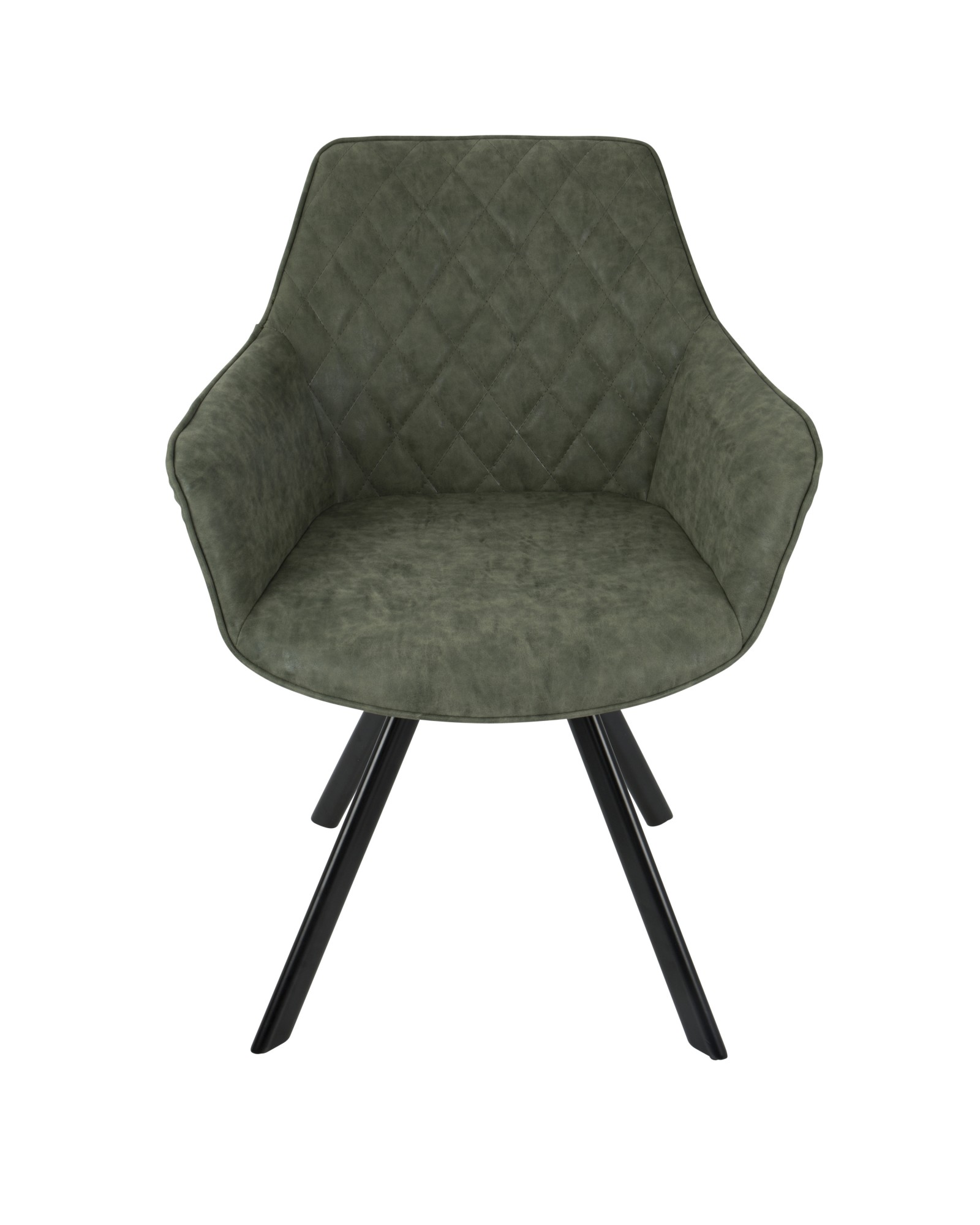 Outlaw Industrial Dining/Accent Chair in Green Faux Leather - Set of 2