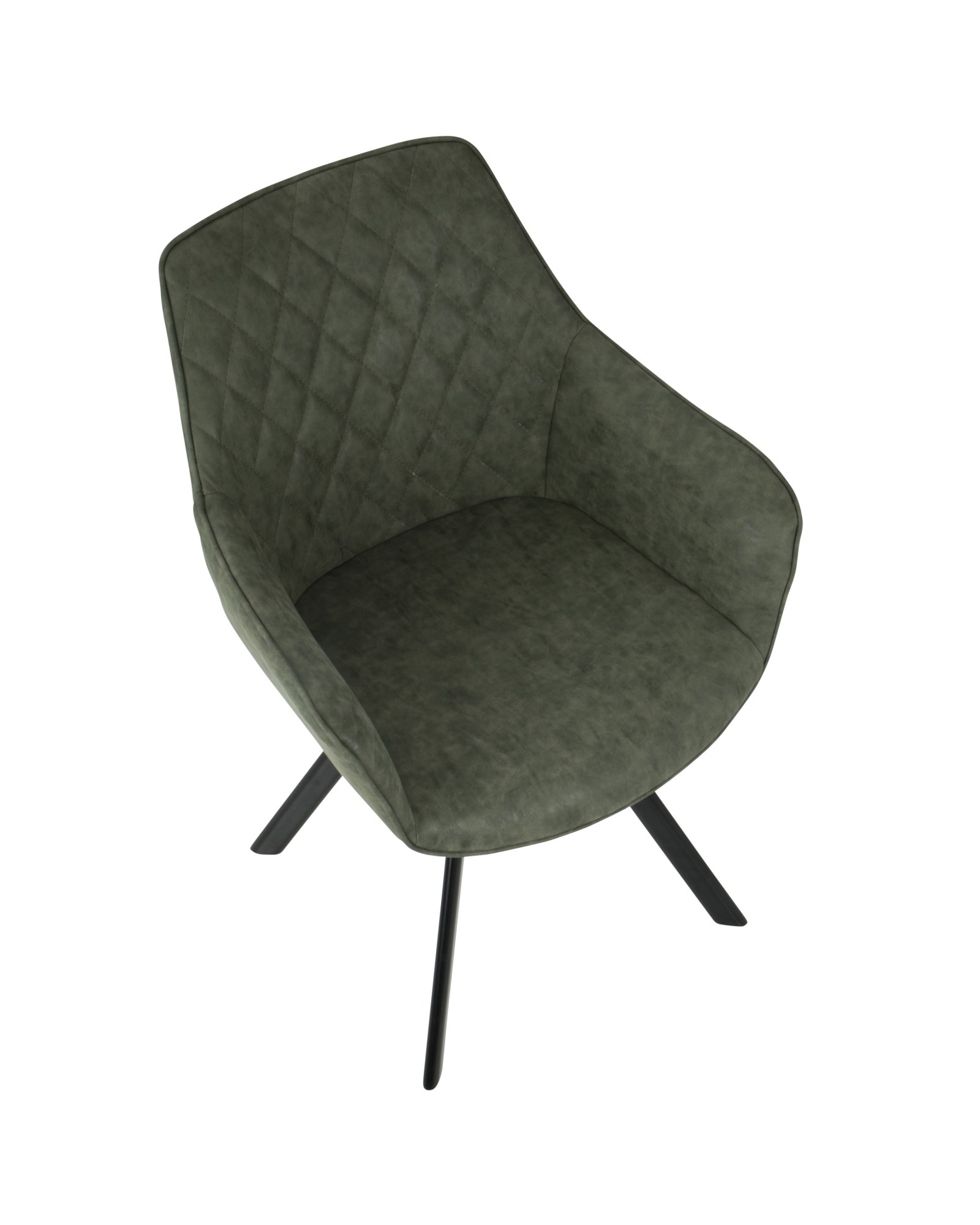 Outlaw Industrial Dining/Accent Chair in Green Faux Leather - Set of 2