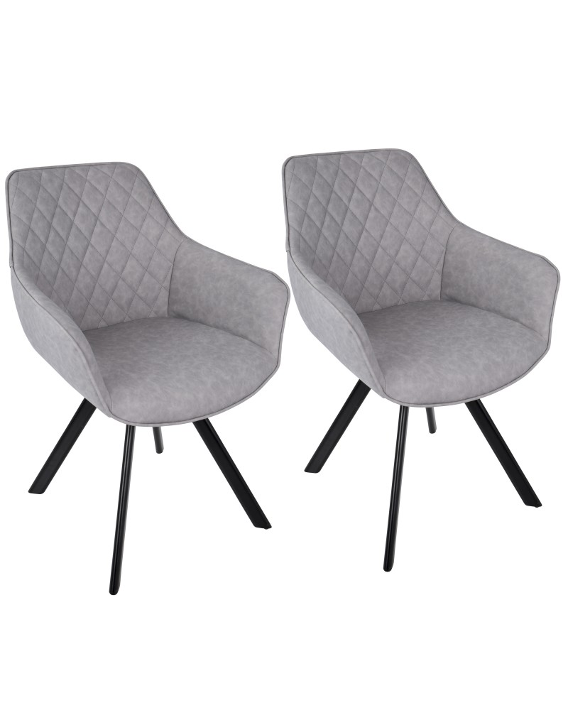 Outlaw Industrial Dining/Accent Chair in Grey Faux Leather - Set of 2