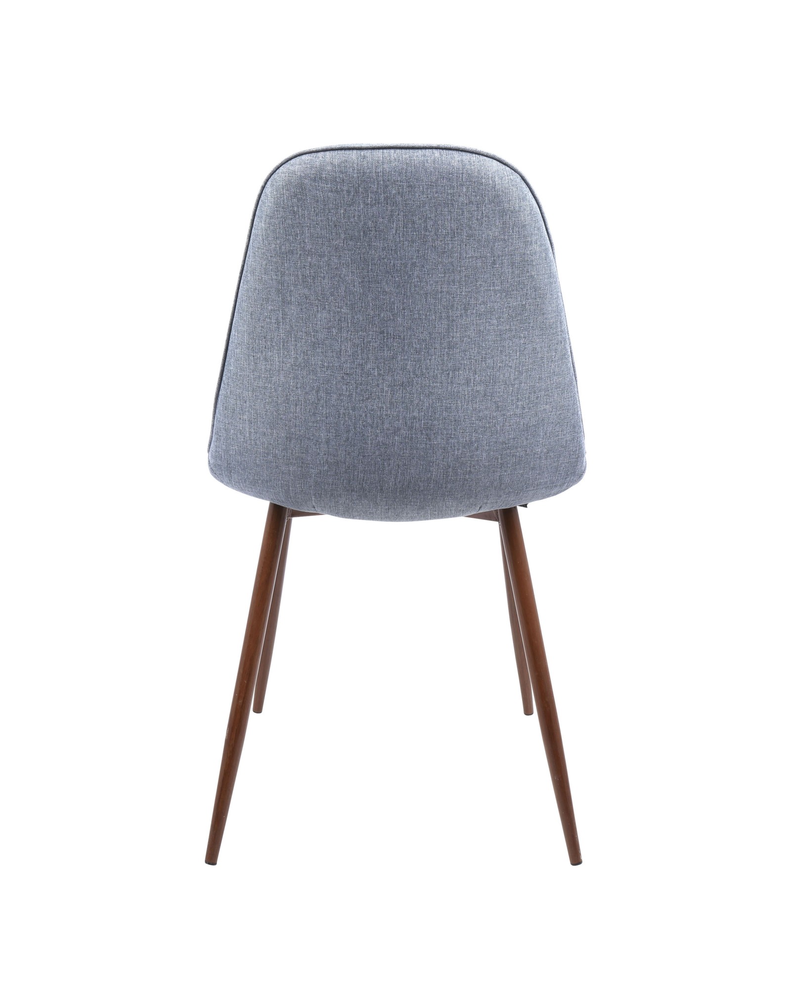 Pebble Mid-Century Modern Dining/Accent Chair in Walnut and Blue Fabric - Set of 2