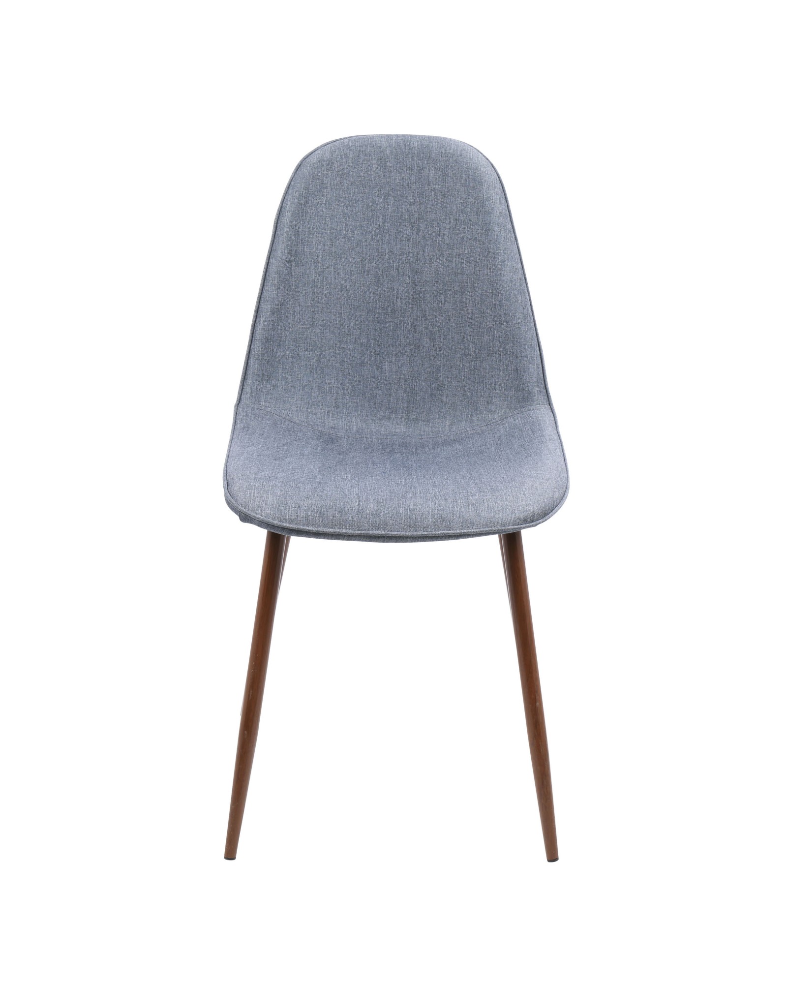 Pebble Mid-Century Modern Dining/Accent Chair in Walnut and Blue Fabric - Set of 2