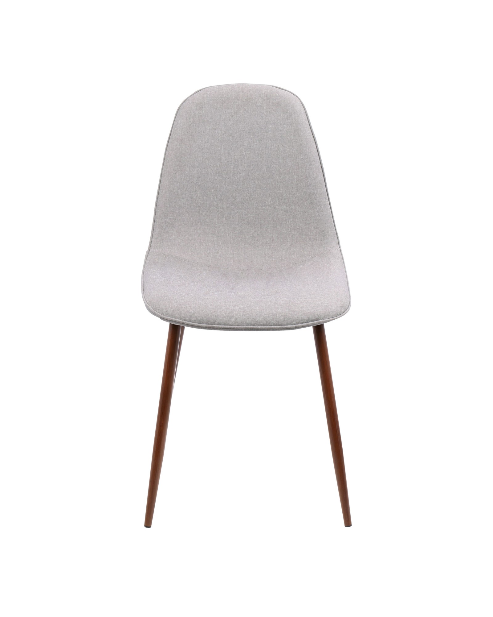 Pebble Mid-Century Modern Dining/Accent Chair in Walnut and Grey Fabric - Set of 3