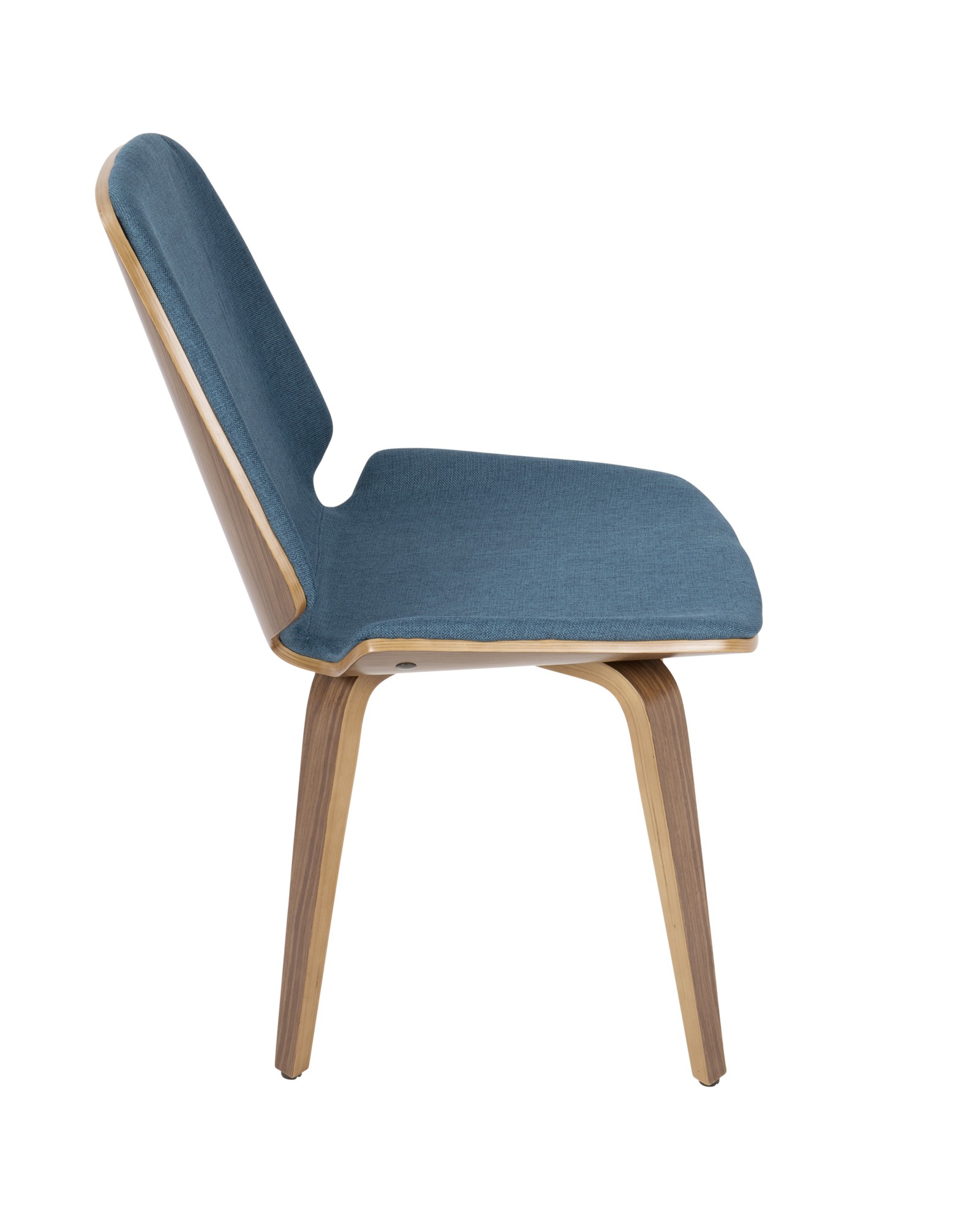 Serena Mid-Century Modern Dining Chair in Walnut with Blue Fabric - Set of 2