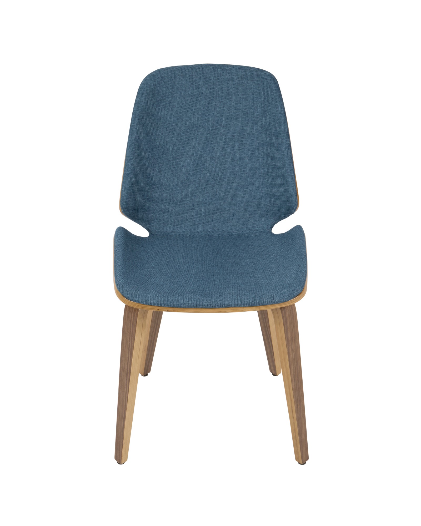 Serena Mid-Century Modern Dining Chair in Walnut with Blue Fabric - Set of 2