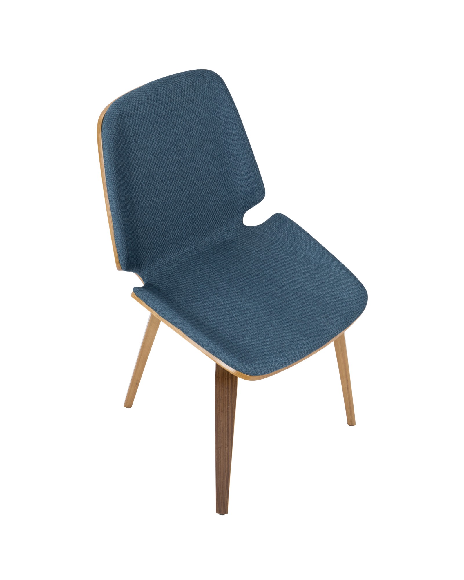 Serena Mid-Century Modern Dining Chair in Walnut with Blue Fabric - Set of 2