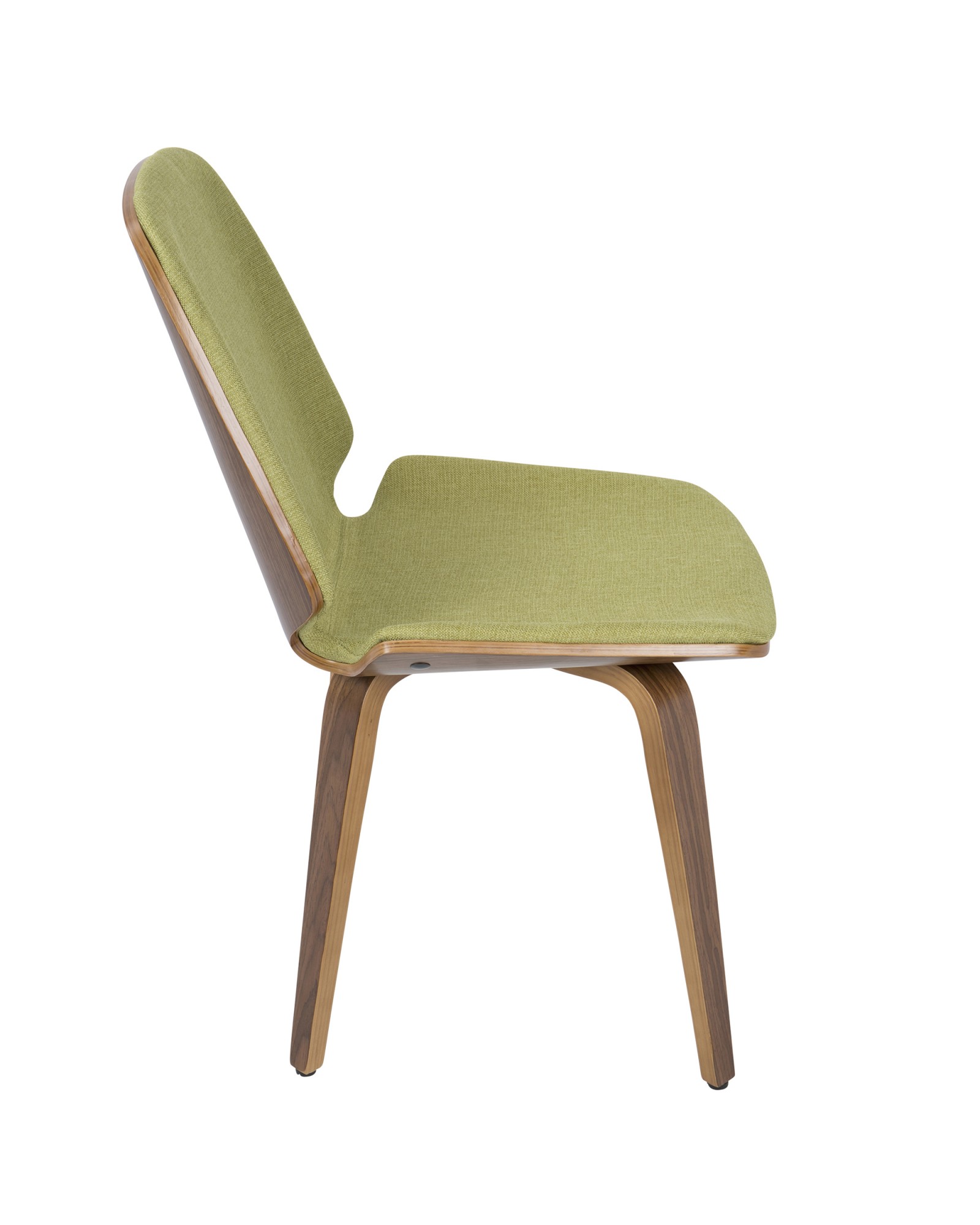 Serena Mid-Century Modern Dining Chair in Walnut with Green Fabric - Set of 2