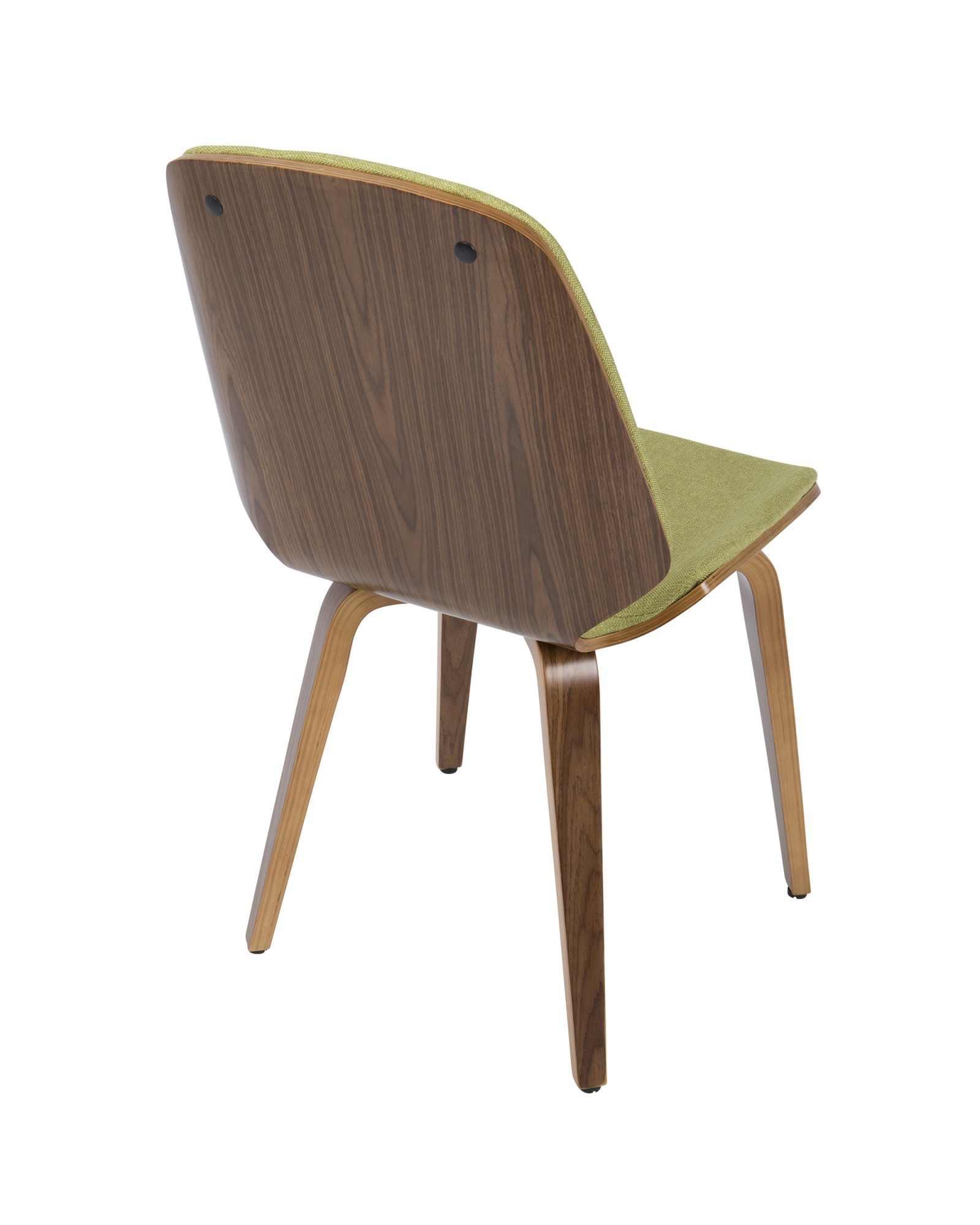 Serena Mid-Century Modern Dining Chair in Walnut with Green Fabric - Set of 2