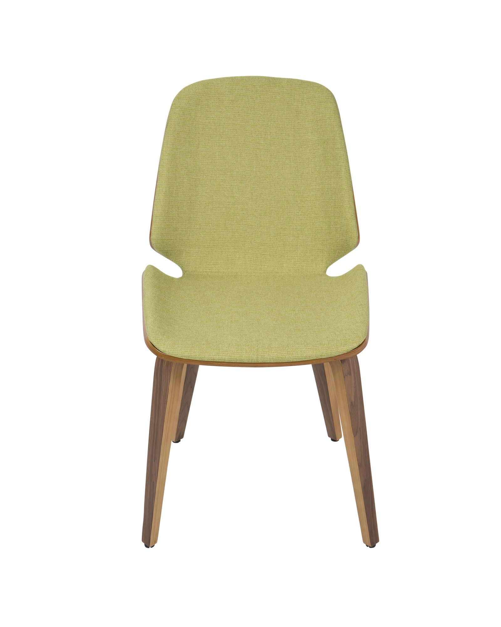 Serena Mid-Century Modern Dining Chair in Walnut with Green Fabric - Set of 2