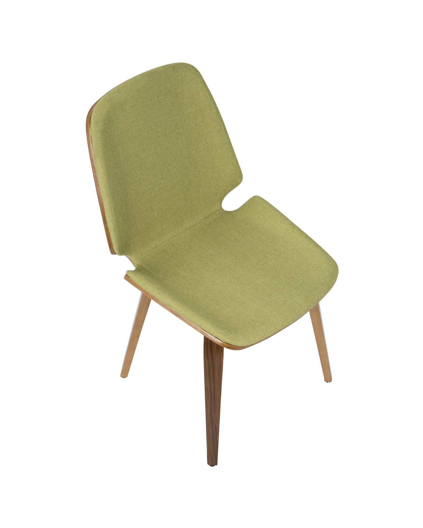 Serena Mid-Century Modern Dining Chair in Walnut with Green Fabric - Set of 2