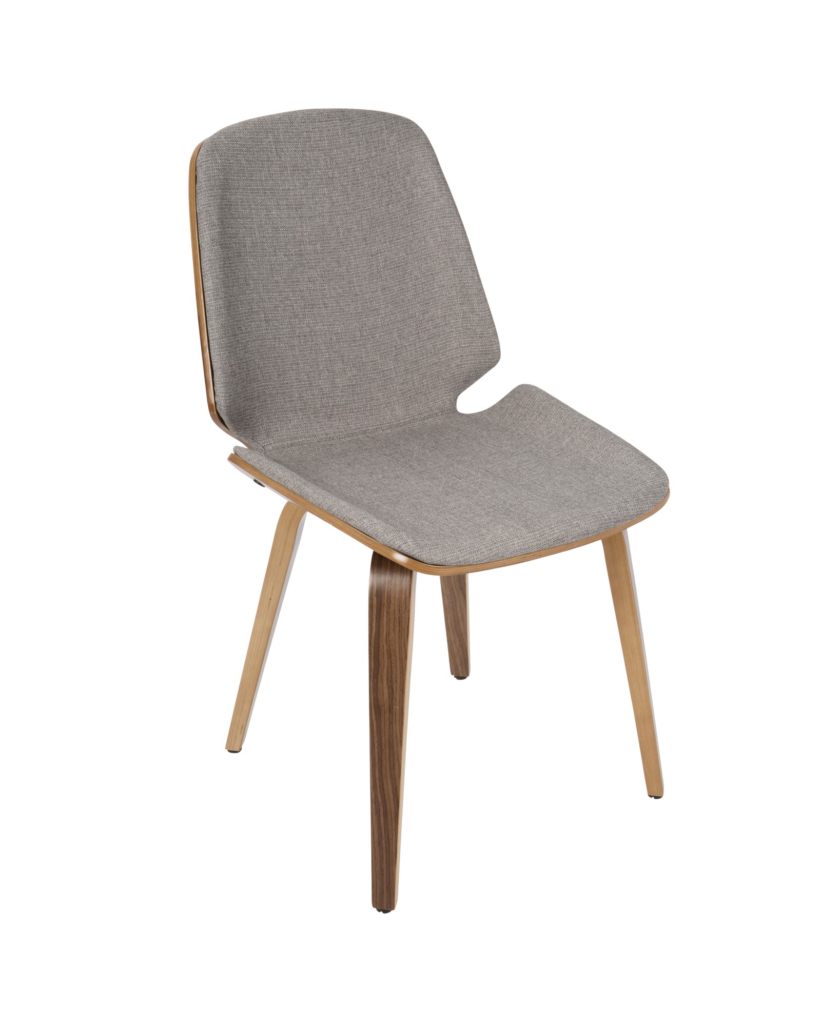 Serena Mid-Century Modern Dining Chair in Walnut with Light Grey Fabric - Set of 2