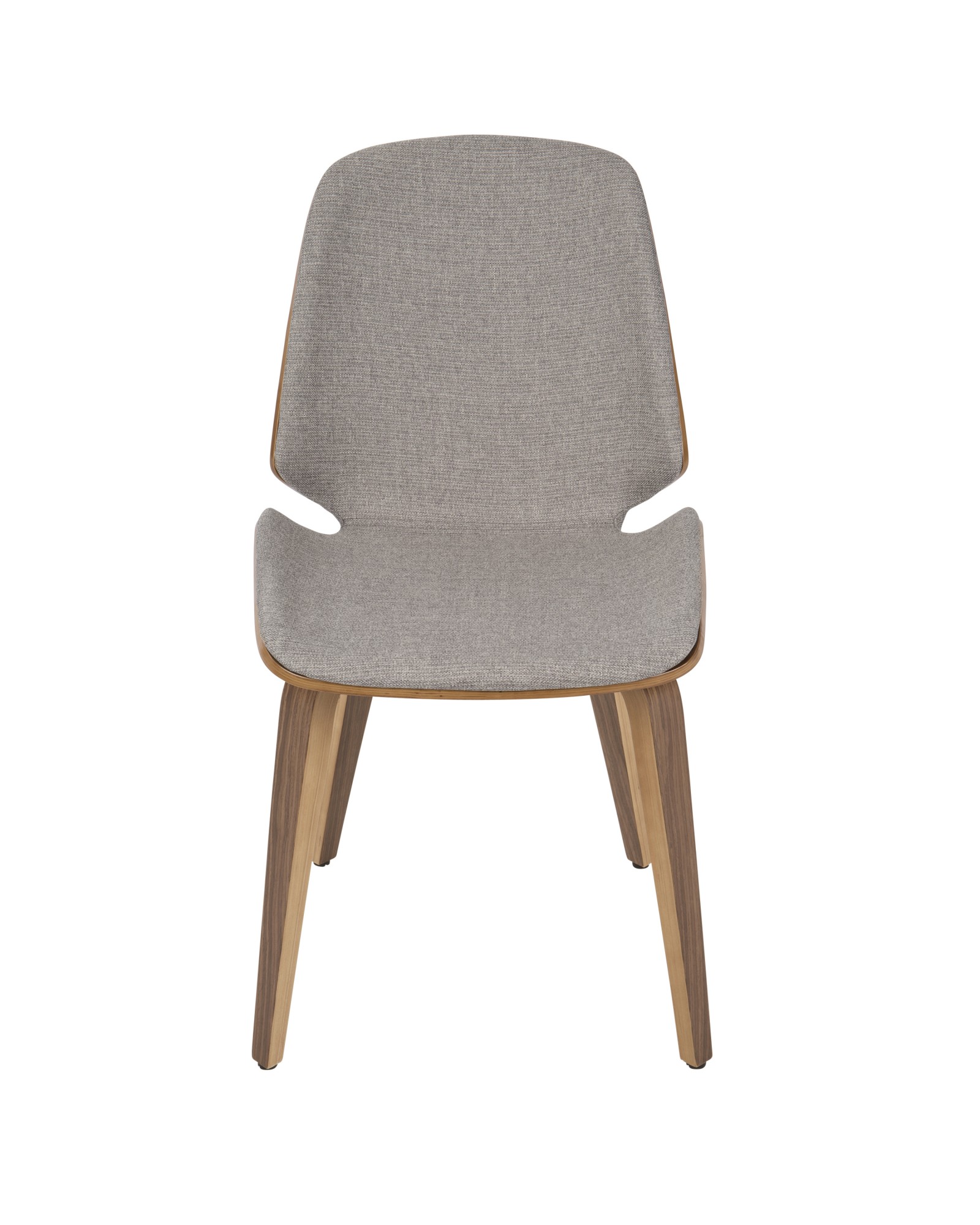Serena Mid-Century Modern Dining Chair in Walnut with Light Grey Fabric - Set of 2