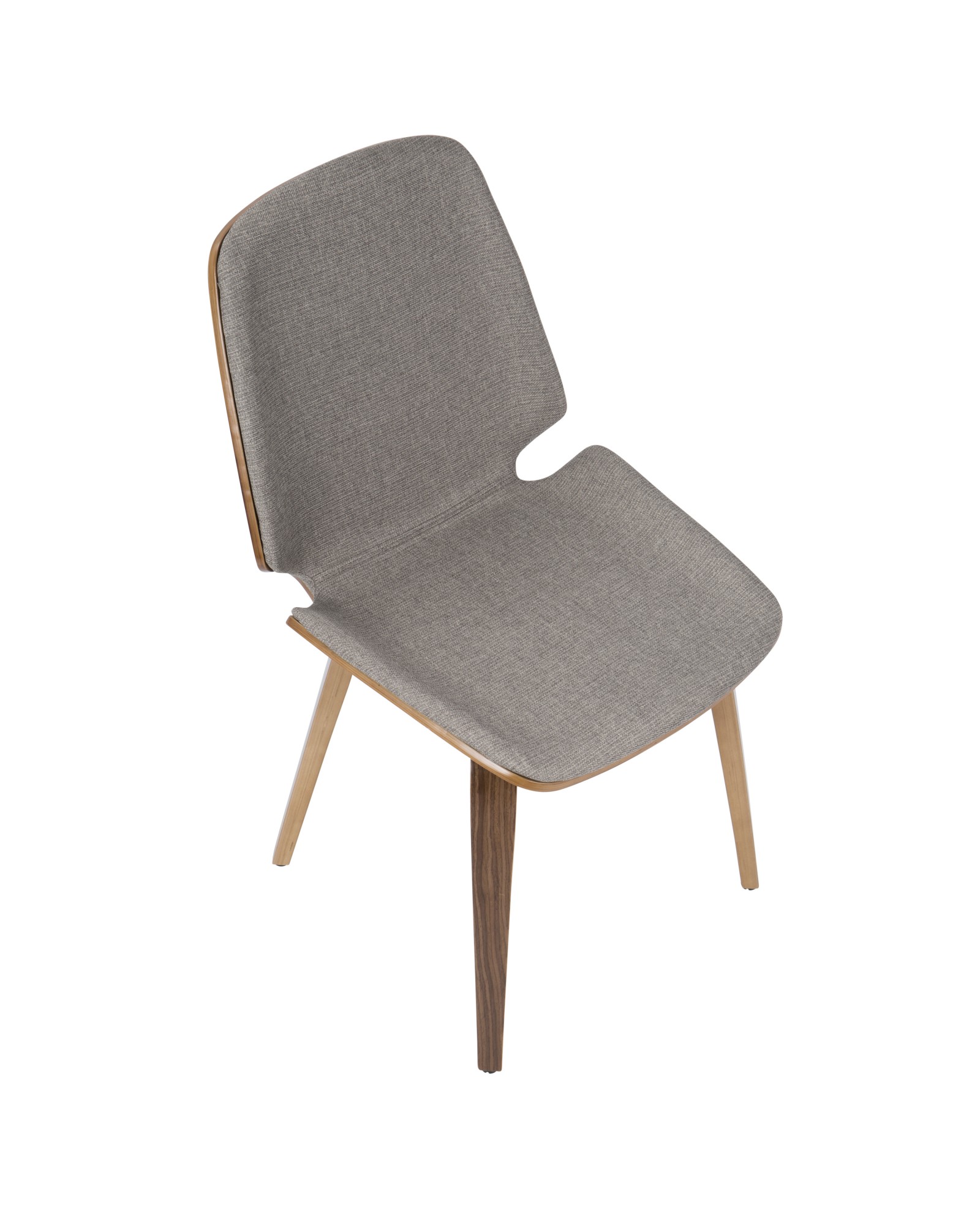 Serena Mid-Century Modern Dining Chair in Walnut with Light Grey Fabric - Set of 2