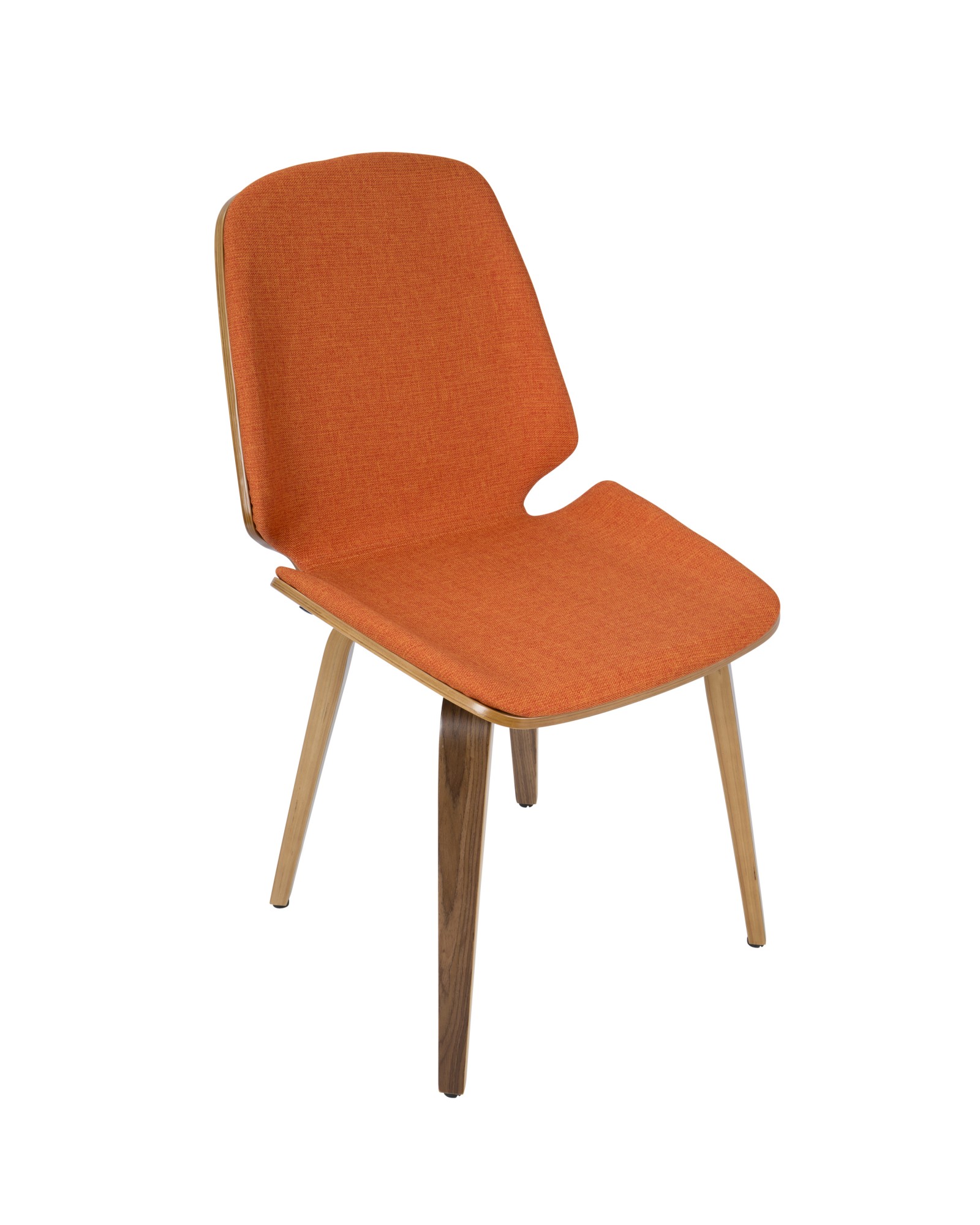 Serena Mid-Century Modern Dining Chair in Walnut with Orange Fabric - Set of 2