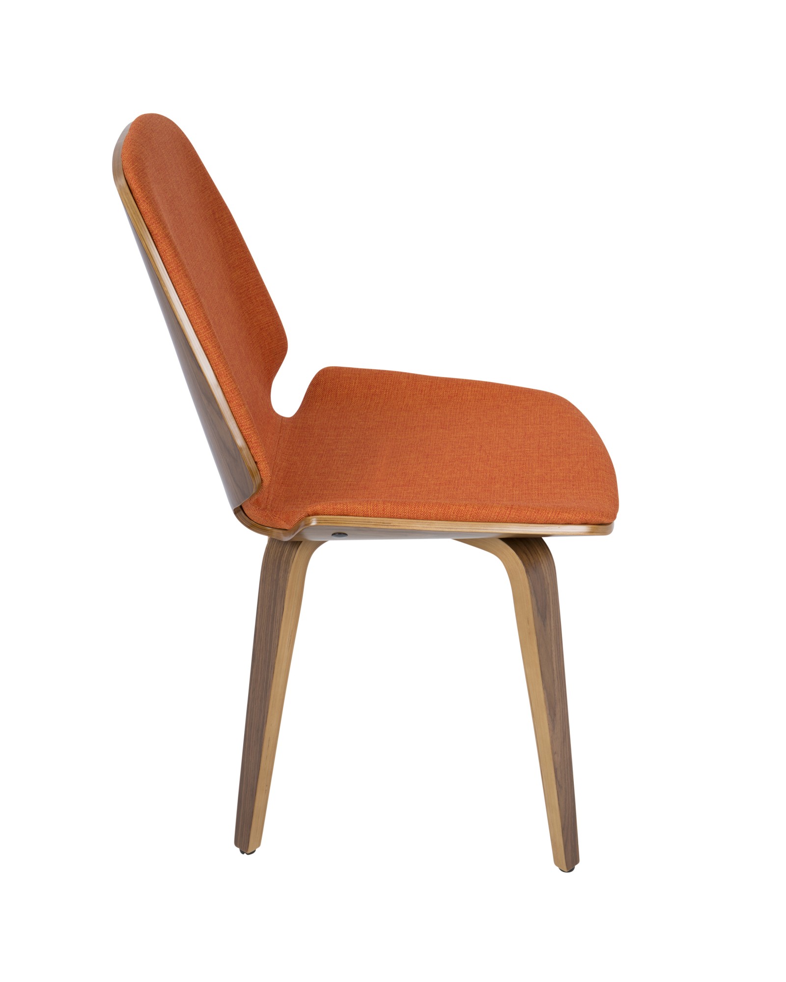 Serena Mid-Century Modern Dining Chair in Walnut with Orange Fabric - Set of 2