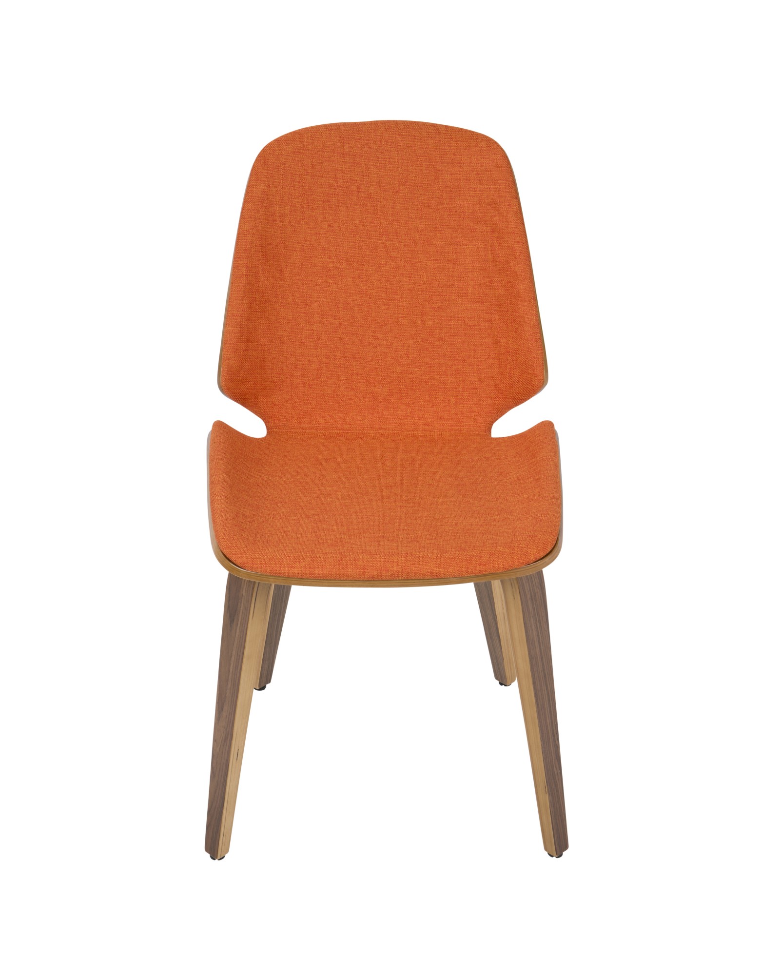 Serena Mid-Century Modern Dining Chair in Walnut with Orange Fabric - Set of 2