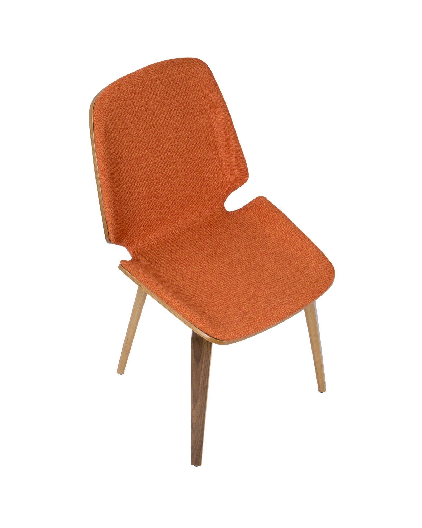 Serena Mid-Century Modern Dining Chair in Walnut with Orange Fabric - Set of 2