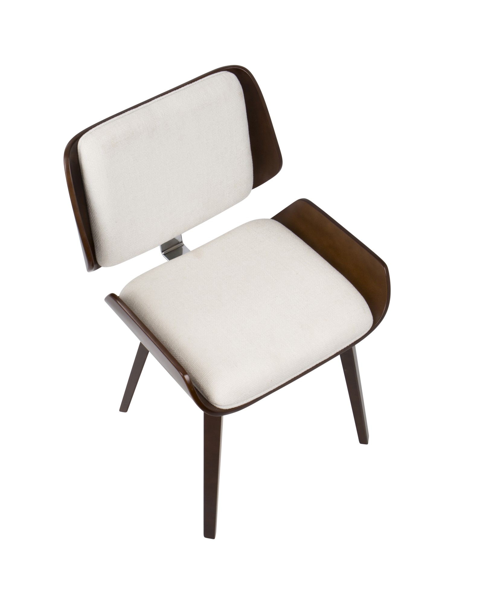 Santi Mid-Century Modern Dining/Accent Chair in Cherry with White Fabric - Set of 2