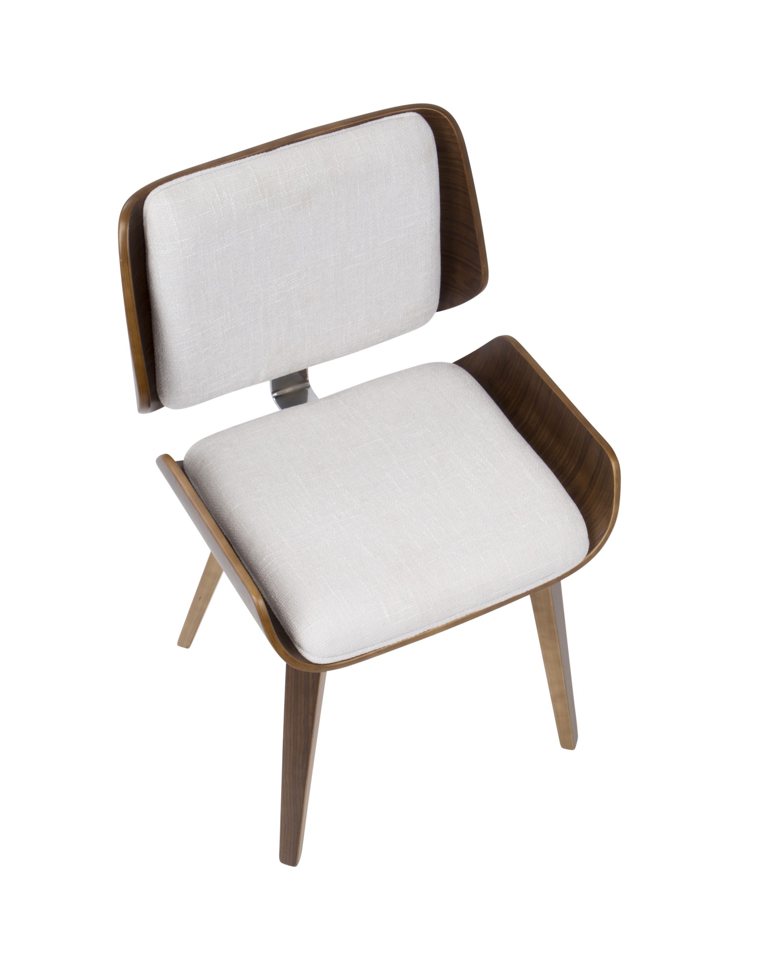 Santi Mid-Century Modern Dining/Accent Chair in Walnut with Light Grey Fabric - Set of 2