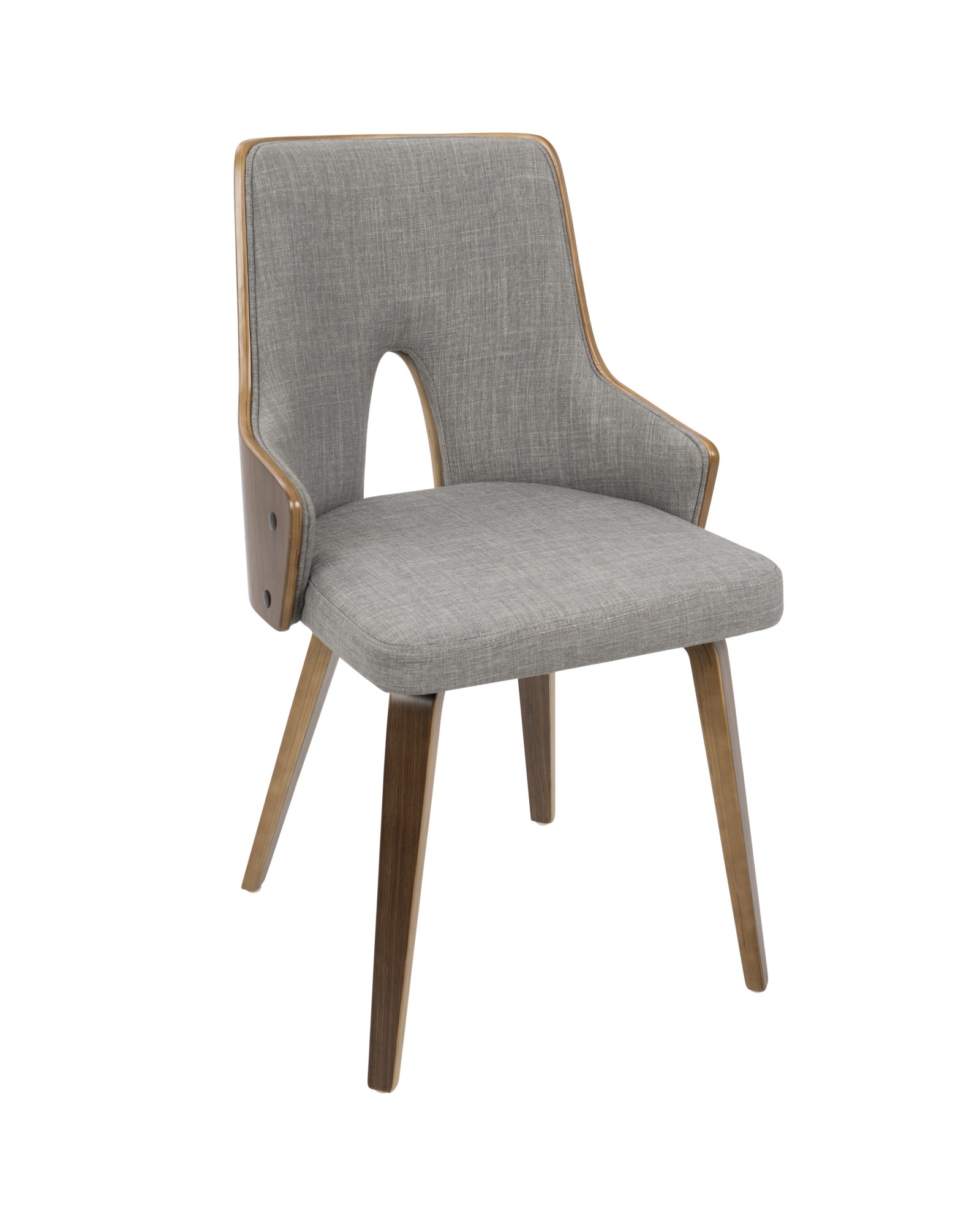 Stella Mid-Century Modern Dining/Accent Chair in Walnut with Light Grey Fabric - Set of 2