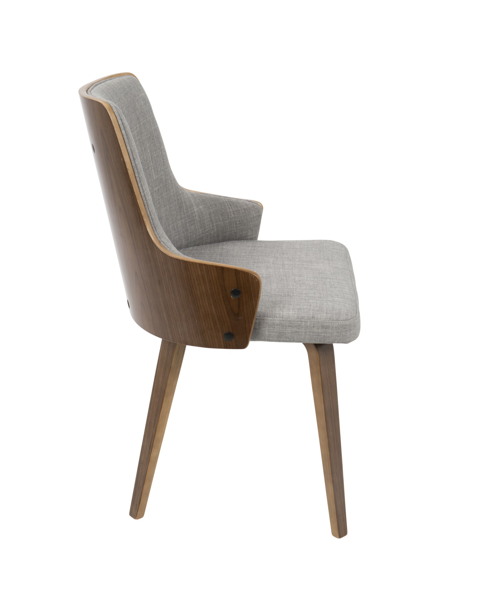 Stella Mid-Century Modern Dining/Accent Chair in Walnut with Light Grey Fabric - Set of 2