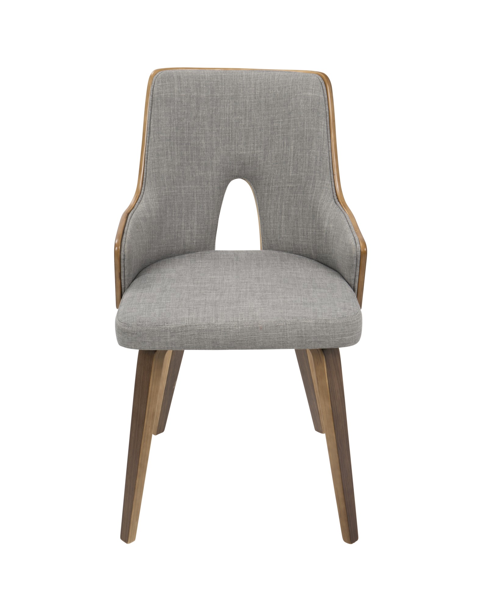 Stella Mid-Century Modern Dining/Accent Chair in Walnut with Light Grey Fabric - Set of 2