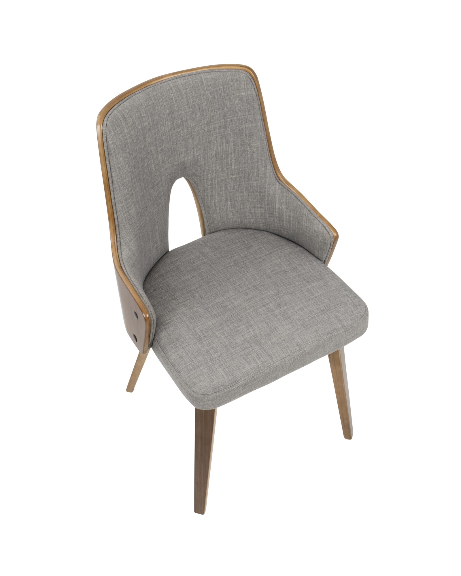 Stella Mid-Century Modern Dining/Accent Chair in Walnut with Light Grey Fabric - Set of 2