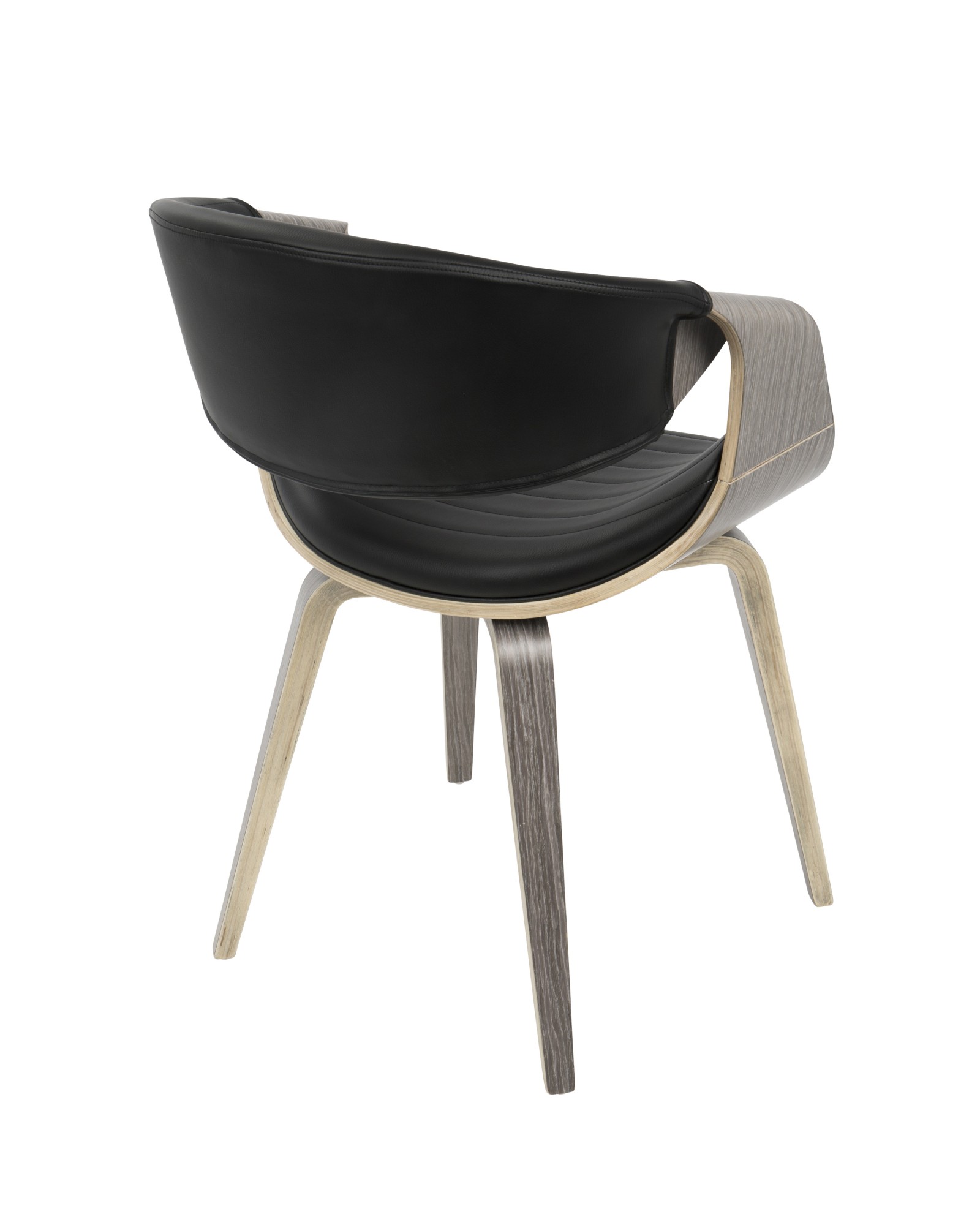 Symphony Mid-Century Modern Dining/Accent Chair in Light Grey Wood and Black Faux Leather