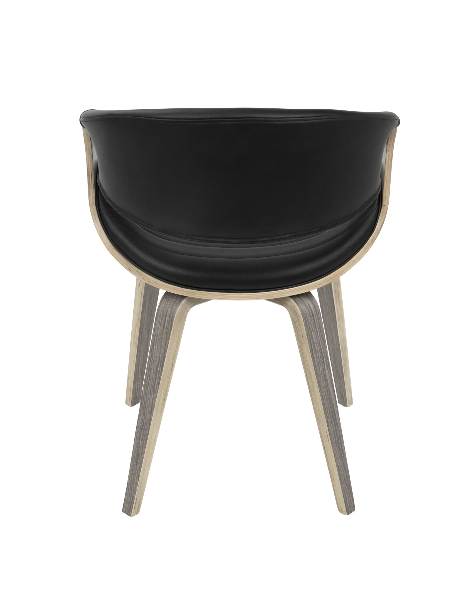 Symphony Mid-Century Modern Dining/Accent Chair in Light Grey Wood and Black Faux Leather