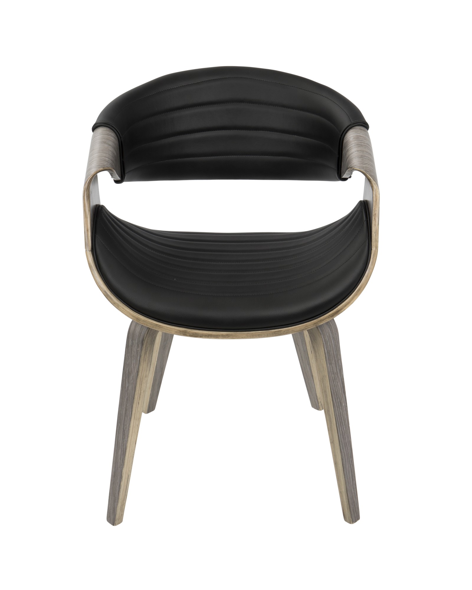 Symphony Mid-Century Modern Dining/Accent Chair in Light Grey Wood and Black Faux Leather