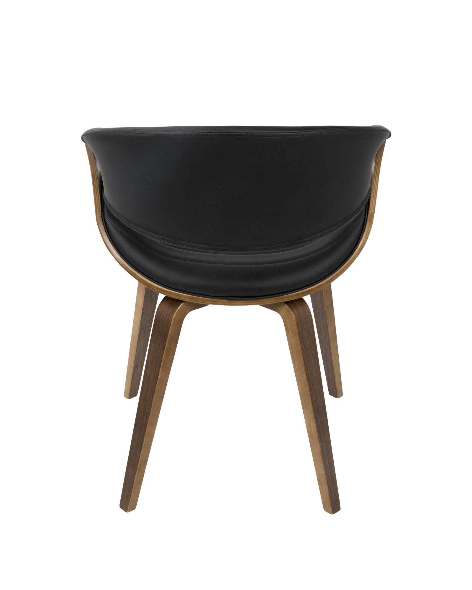 Symphony Mid-Century Modern Dining/Accent Chair in Walnut Wood and Black Faux Leather