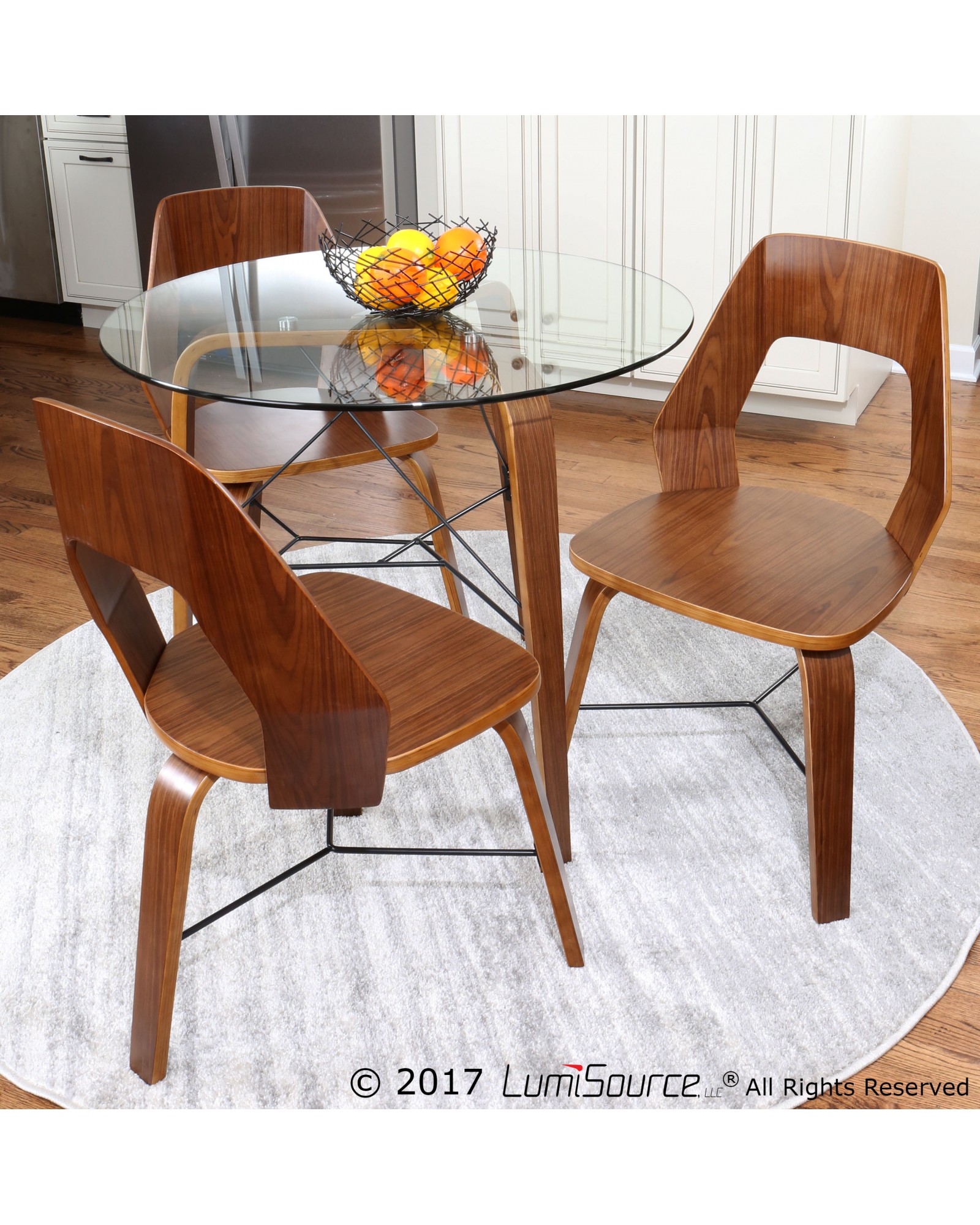 Trilogy Contemporary Dining Chairs in Walnut Wood - Set Of 2
