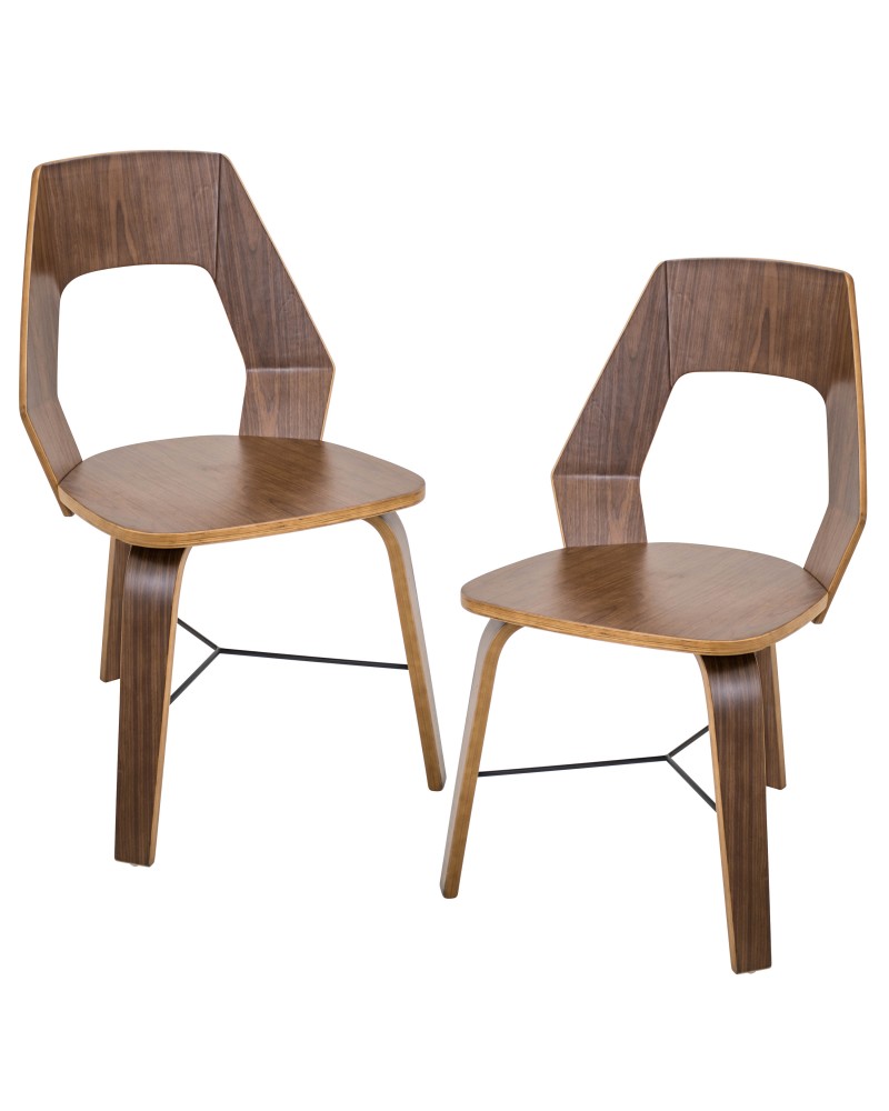 Trilogy Contemporary Dining Chairs in Walnut Wood - Set Of 2