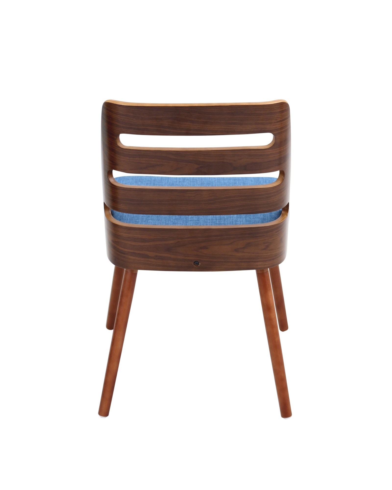 Trevi Mid-Century Modern Dining/Accent Chair in Walnut with Blue Fabric