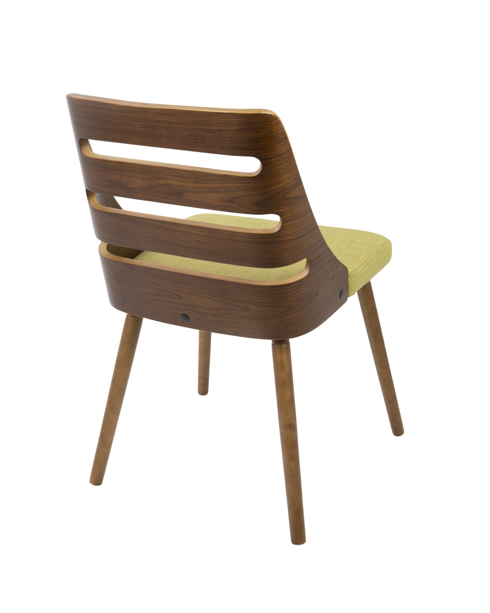 Trevi Mid-Century Modern Dining/Accent Chair in Walnut with Green Fabric