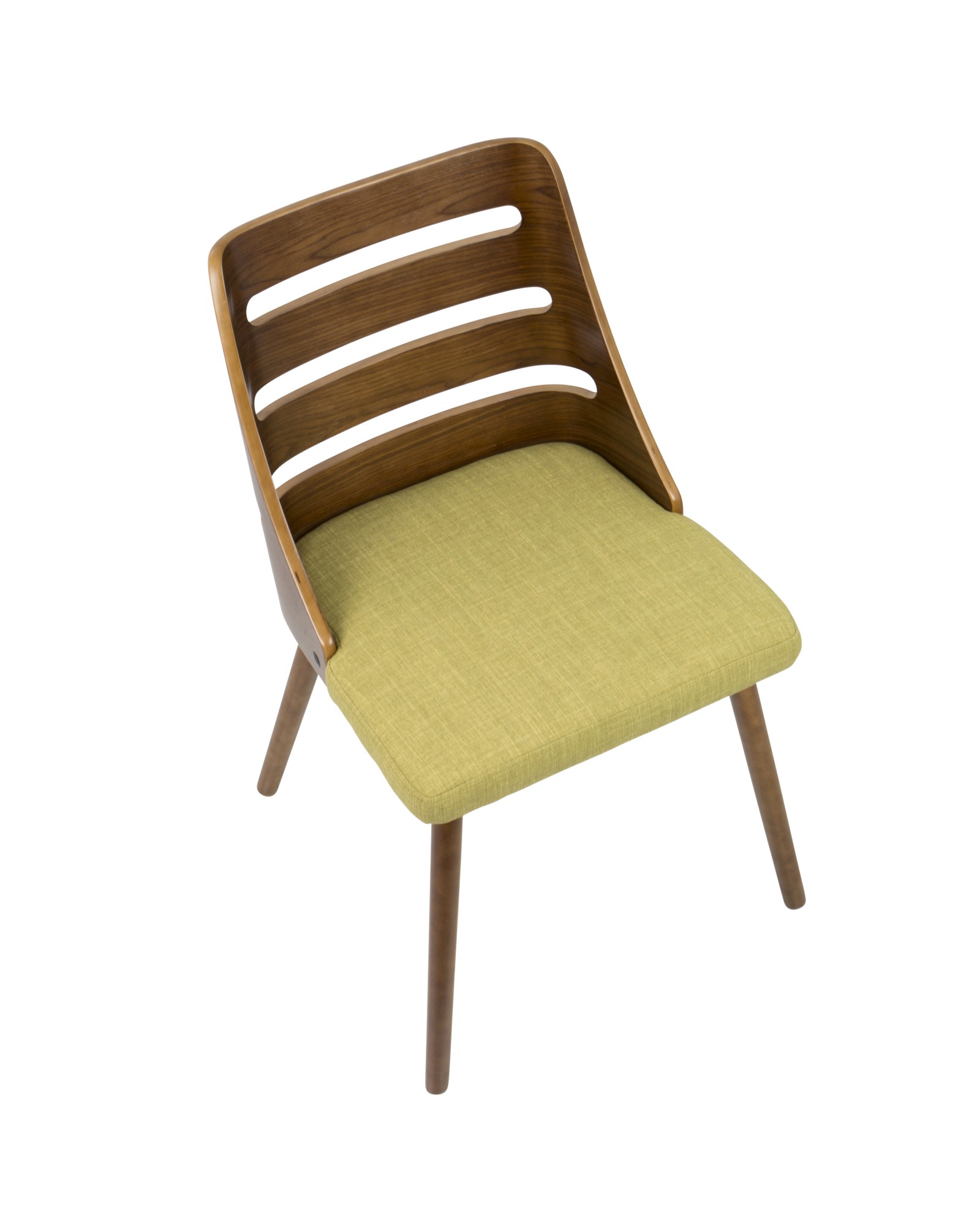 Trevi Mid-Century Modern Dining/Accent Chair in Walnut with Green Fabric