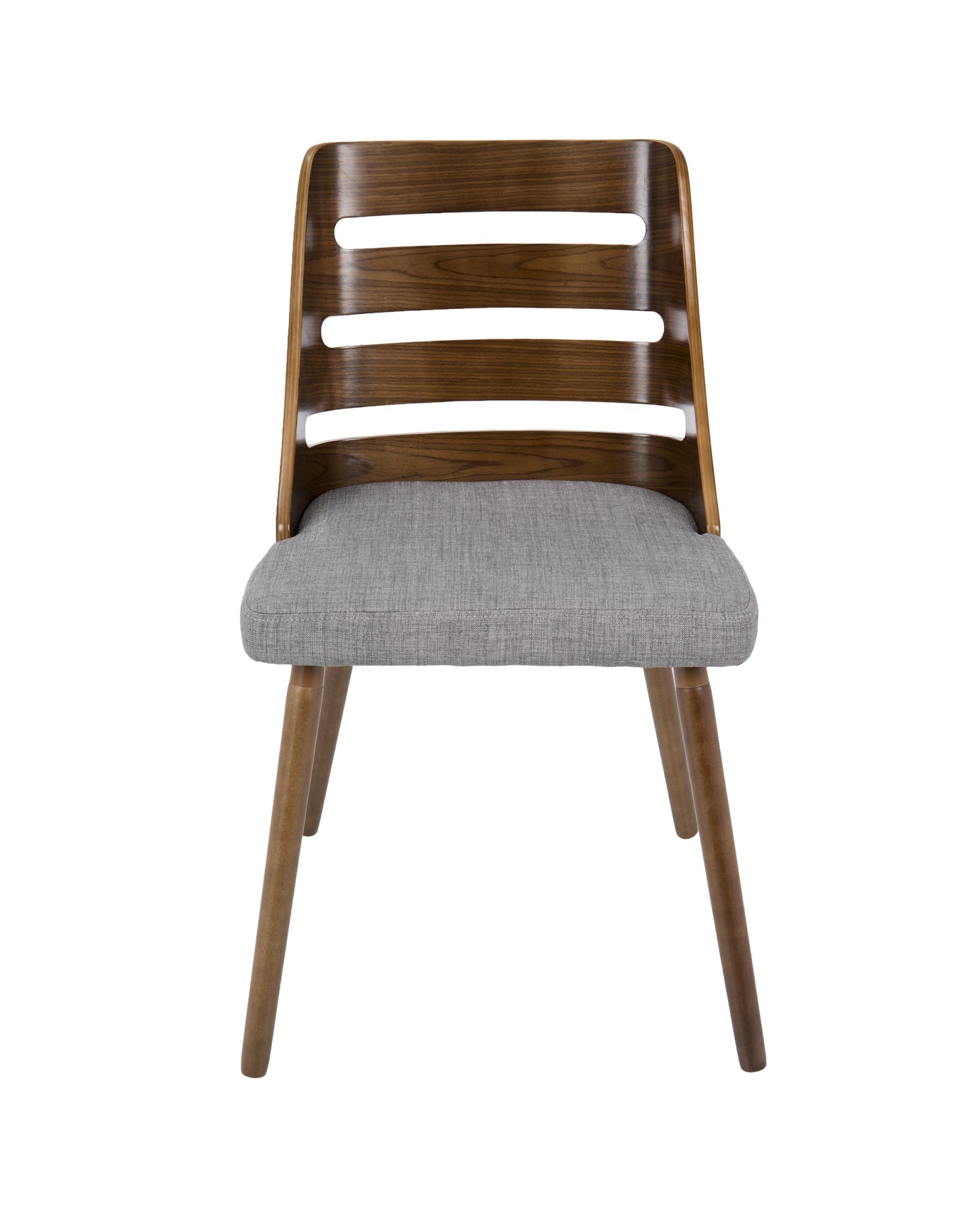 Trevi Mid-Century Modern Dining/Accent Chair in Walnut with Grey Fabric