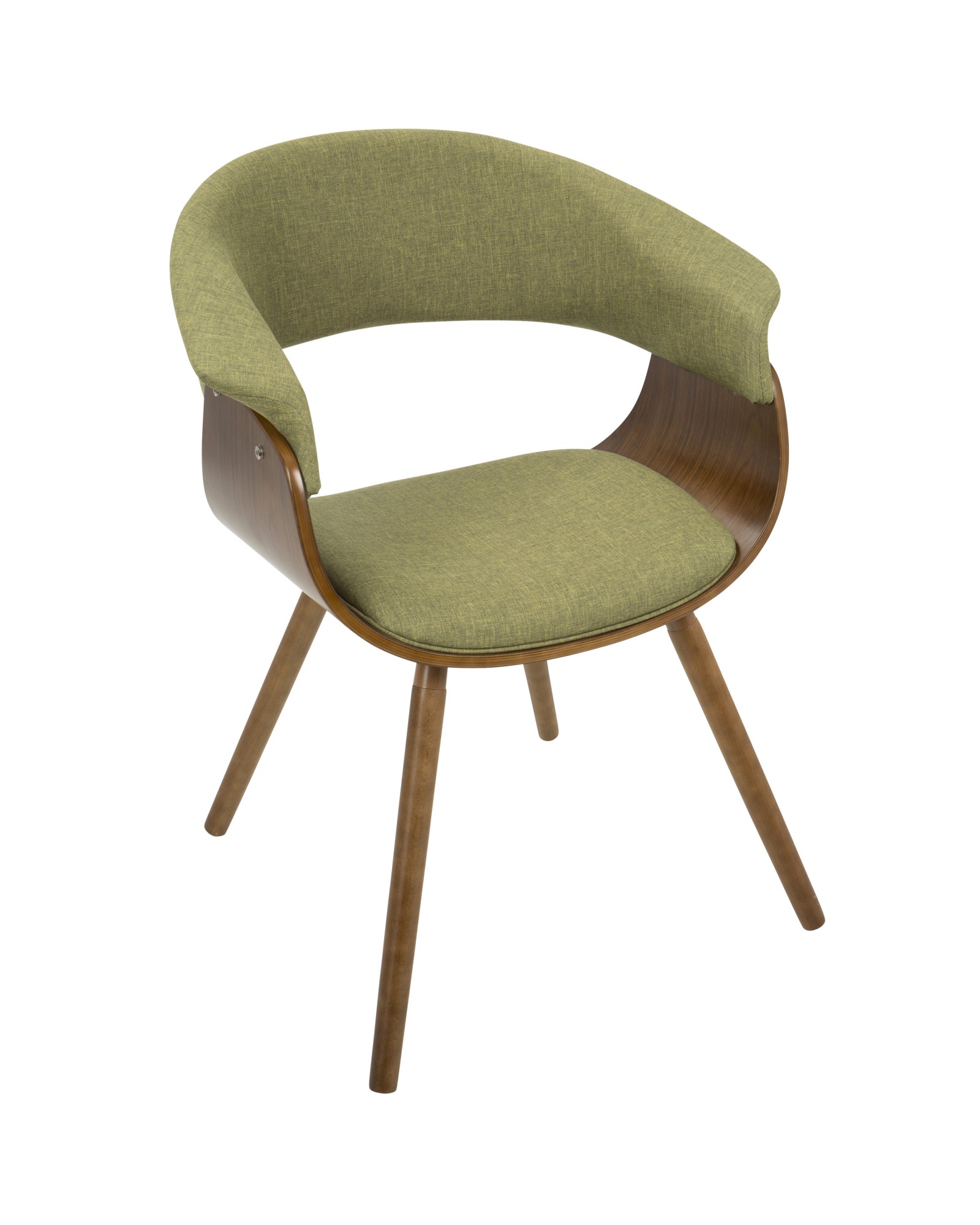 Vintage Mod Mid-Century Modern Chair in Walnut and Green Fabric